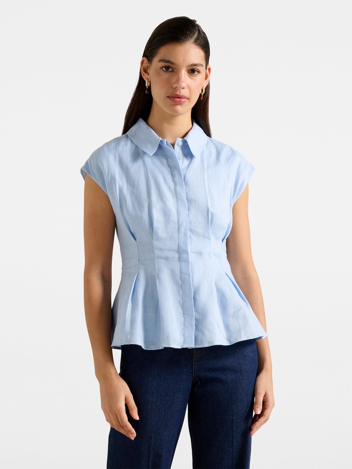 Carina Pleated Shirt Blue