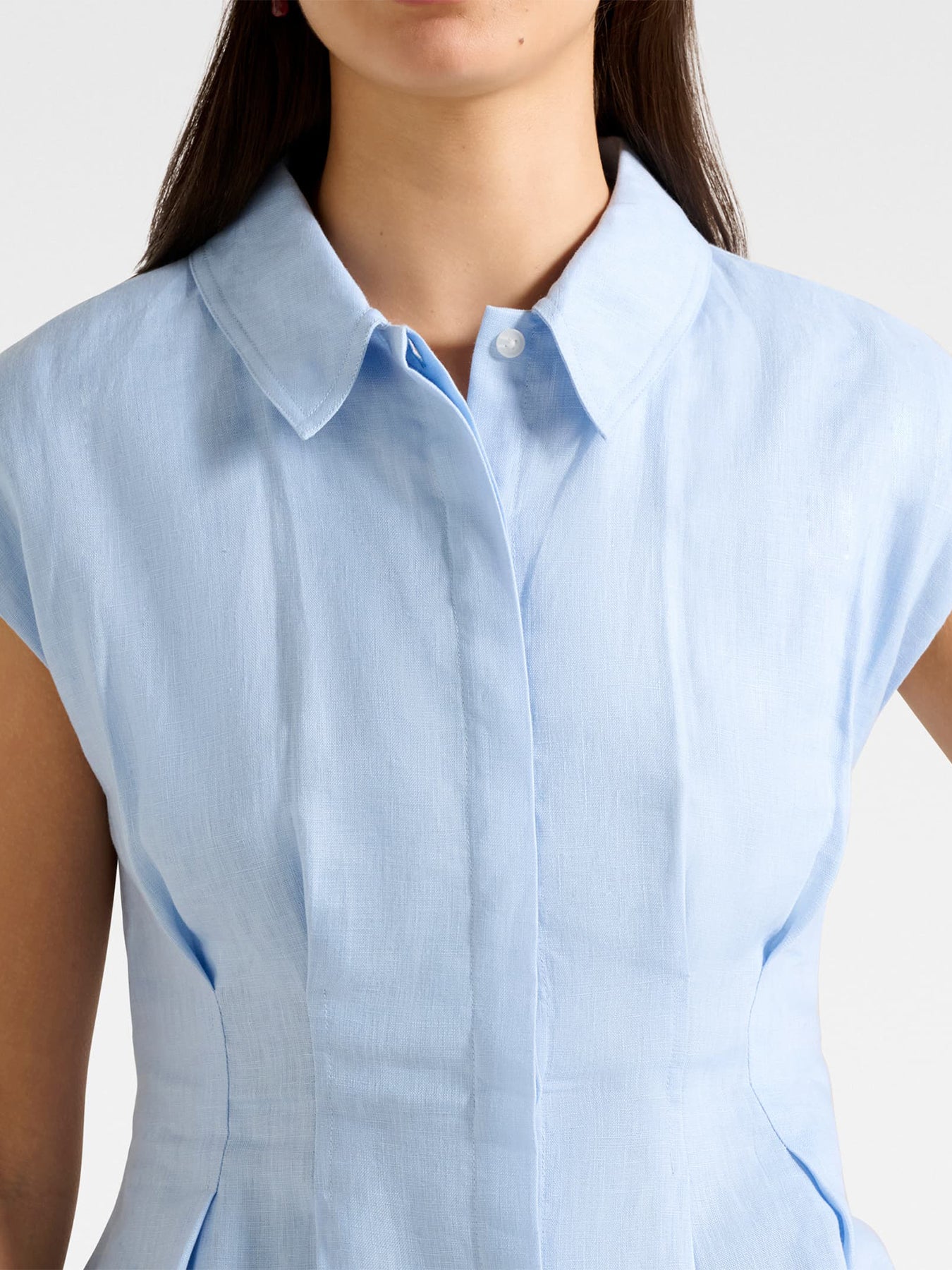 Carina Pleated Shirt Blue