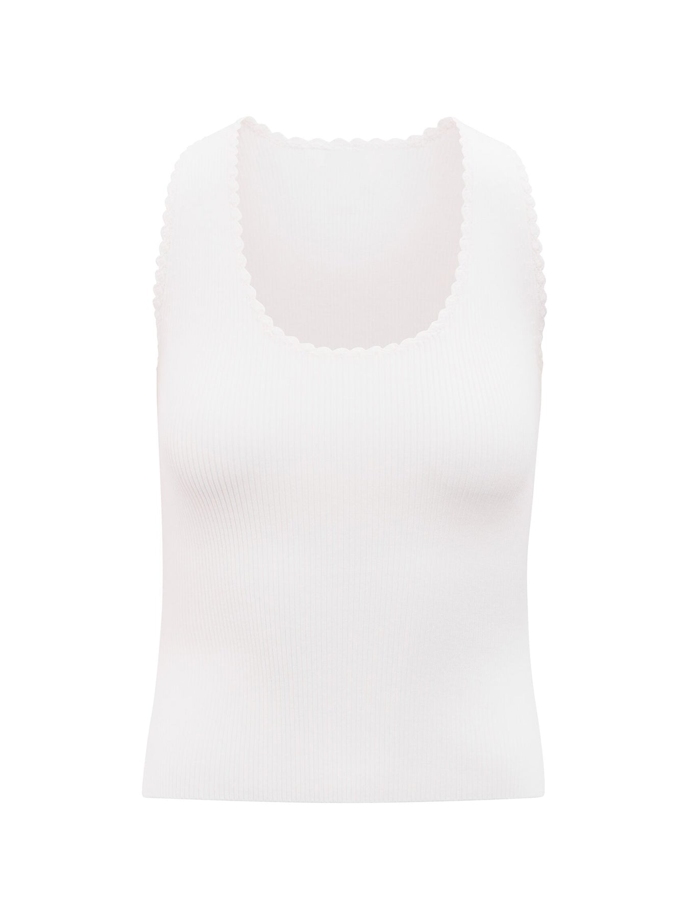 Bree Crochet Detail Knit Tank Top White