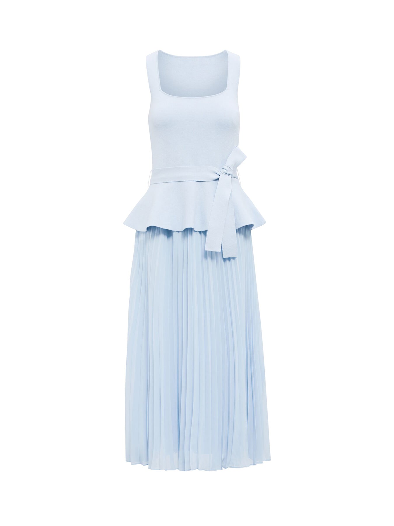 Peony Pleated Midi Dress Blue