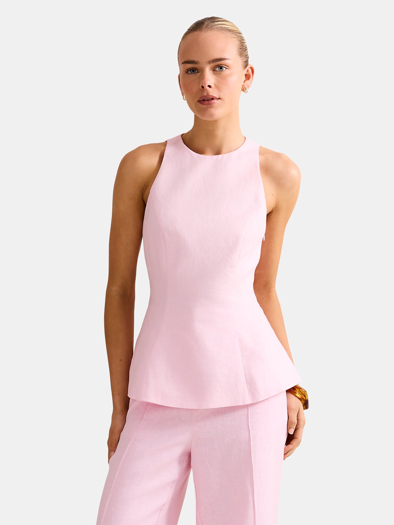 Liliana Linen Top Pink