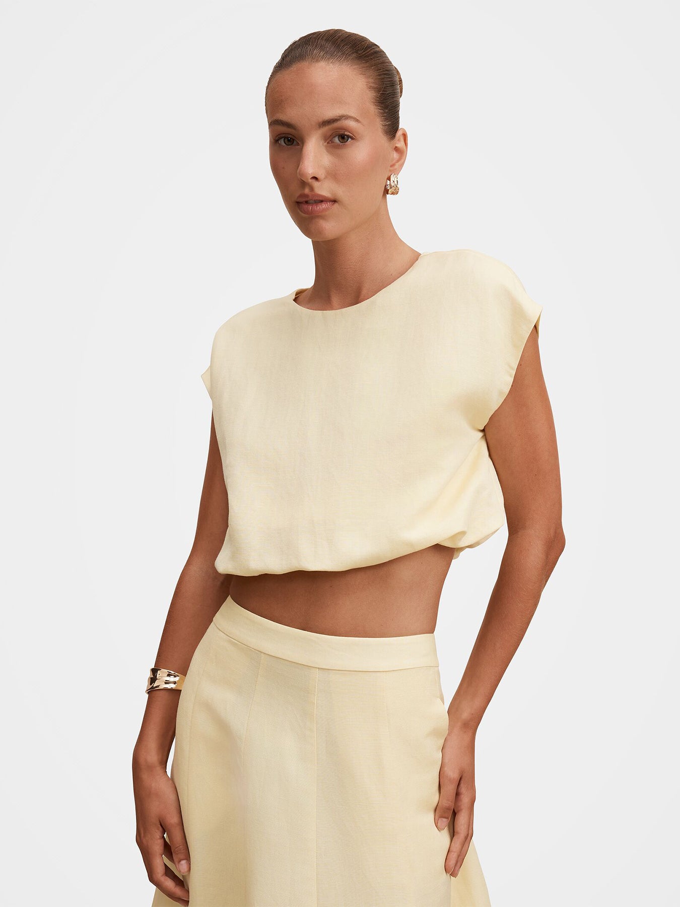 Georgina Bubble Hem Top Yellow