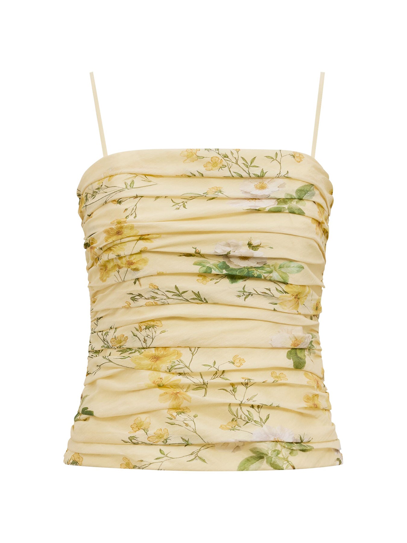 Palmer Strapless Gathered Top Printed Yellow