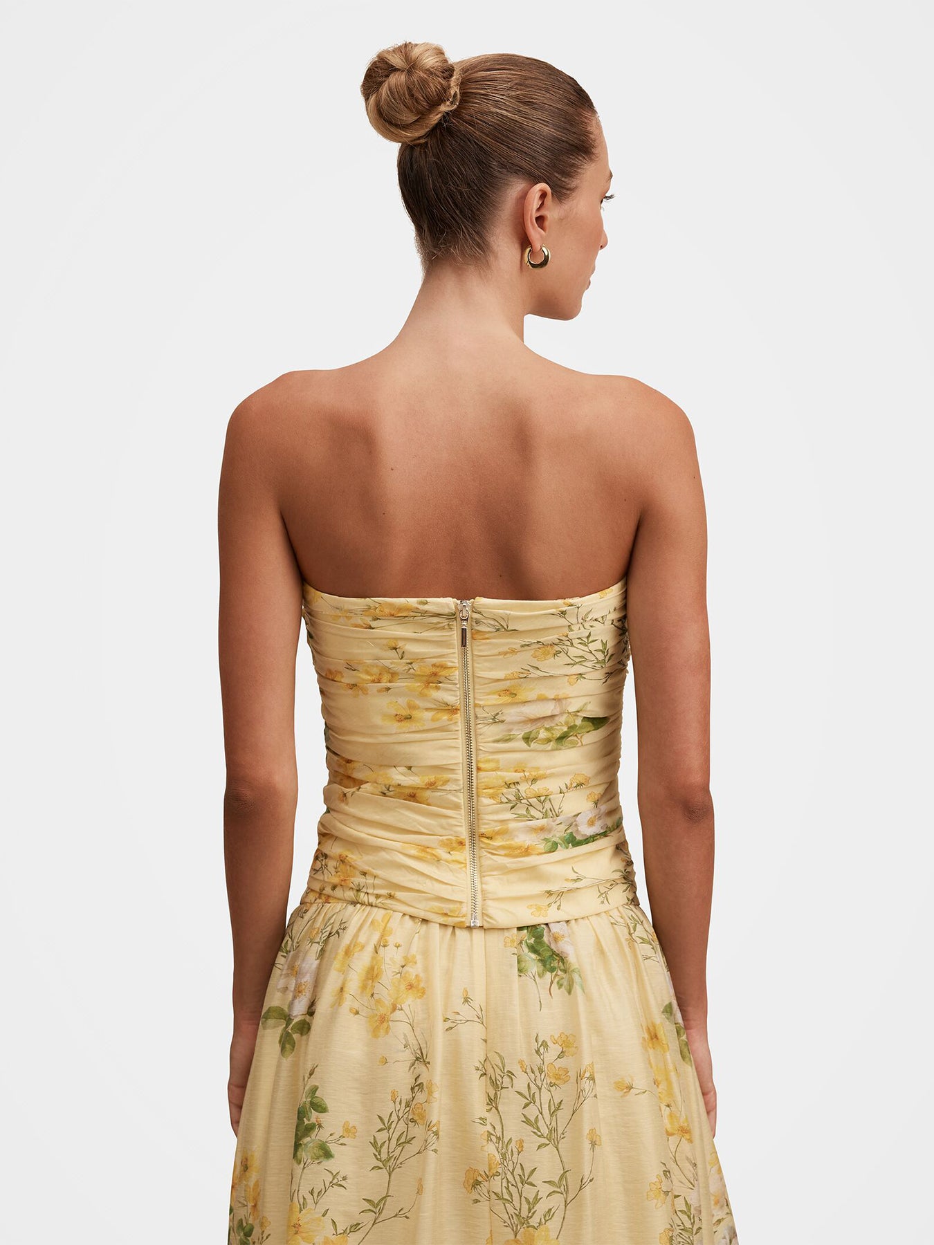 Palmer Strapless Gathered Top Printed Yellow