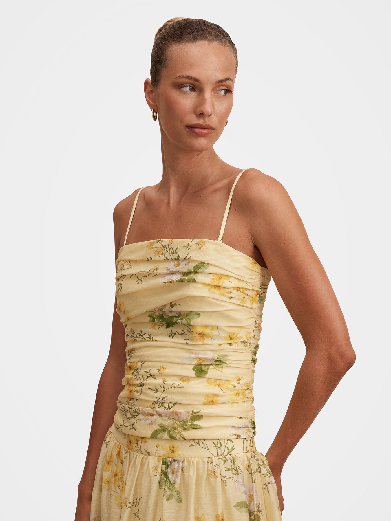 Palmer Strapless Gathered Top Printed Yellow
