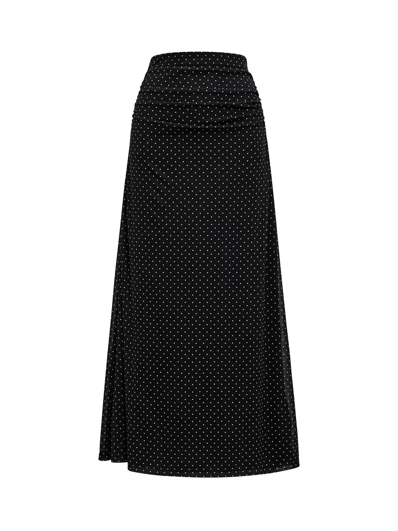 Mimi Spot Print Flute Maxi Skirt Black