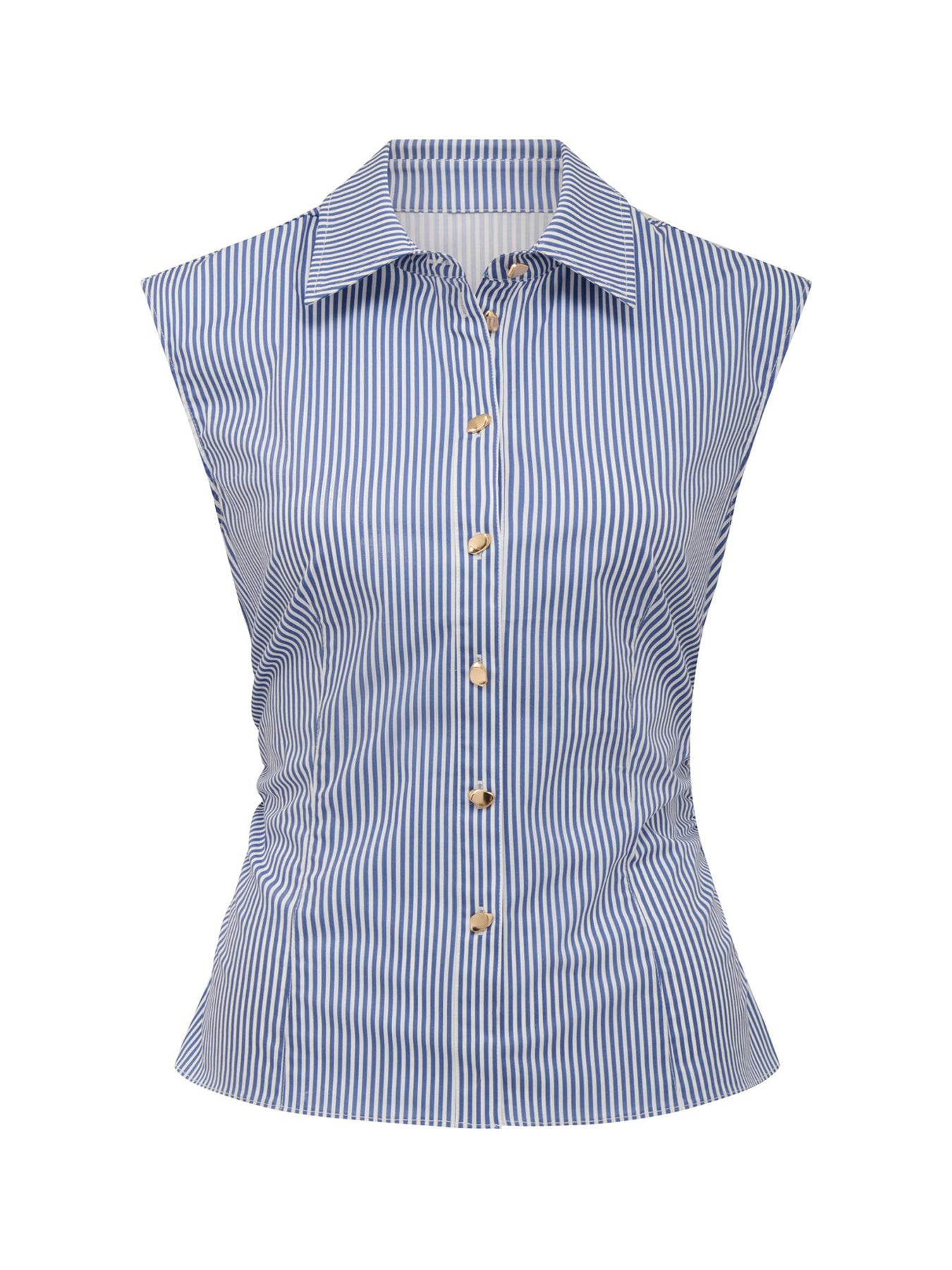 Nova Ruched Collared Shirt Blue
