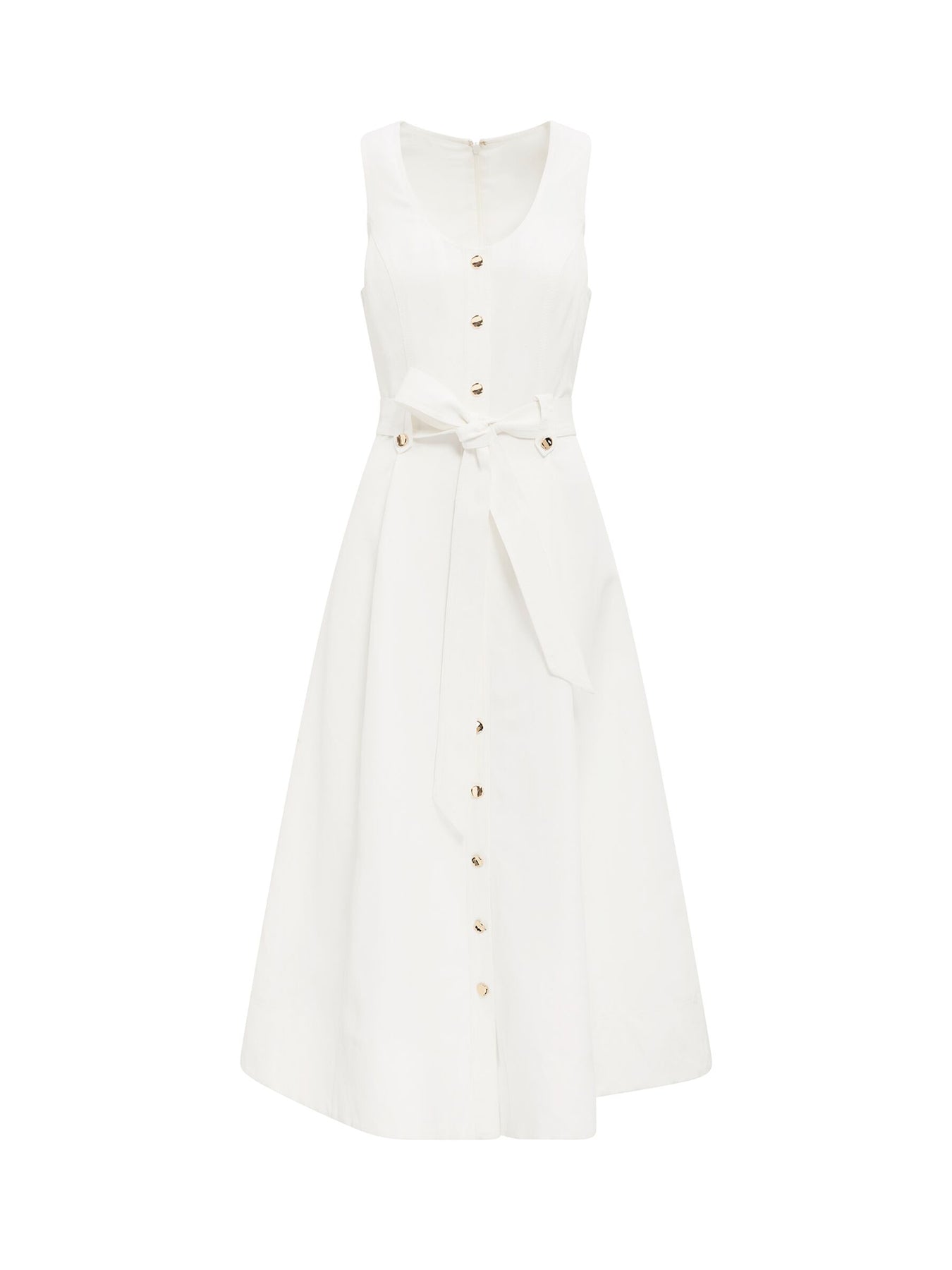 Priscilla Button-Down Midi Dress White