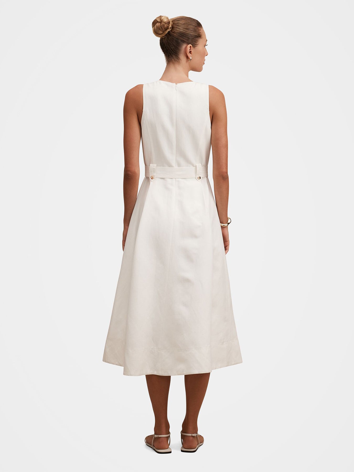 Priscilla Button-Down Midi Dress White