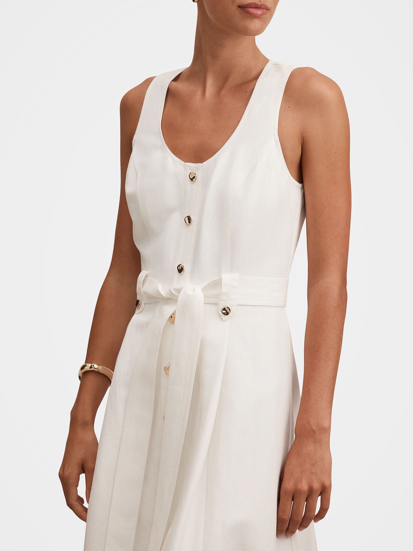 Priscilla Button-Down Midi Dress White