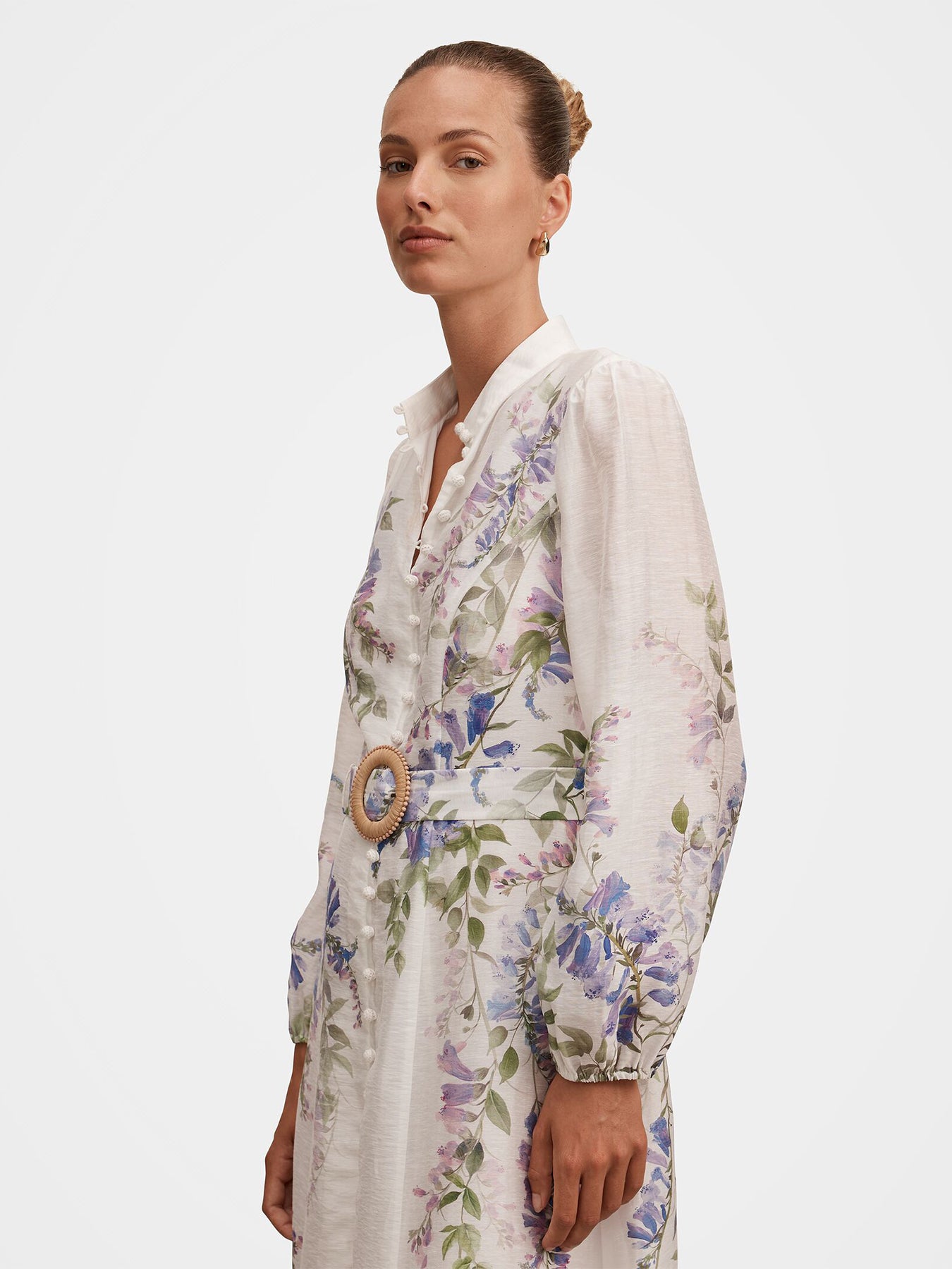 Sheridan Printed Midi Shirt Dress White