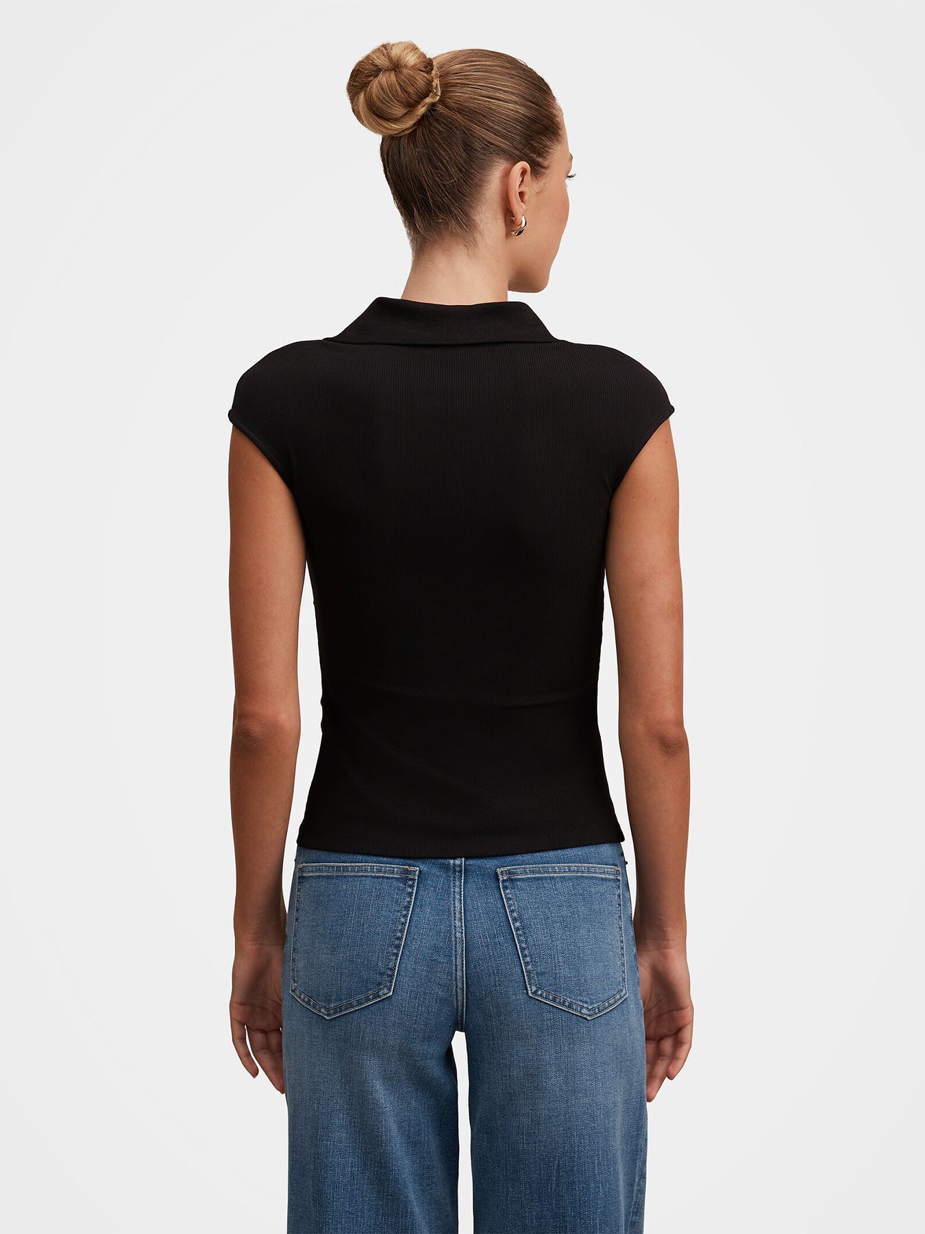 Winnie Extended Shoulder Polo Top Black