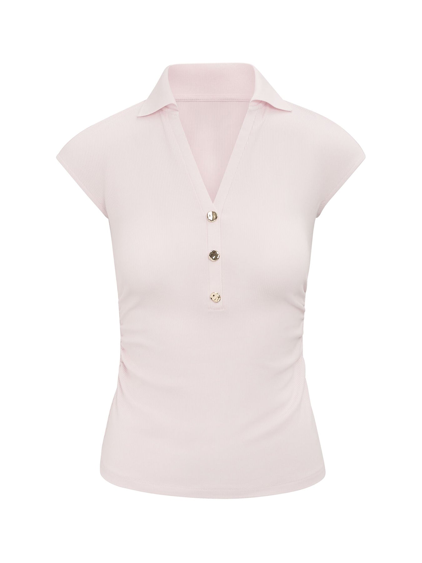 Winnie Extended Shoulder Polo Top Pink