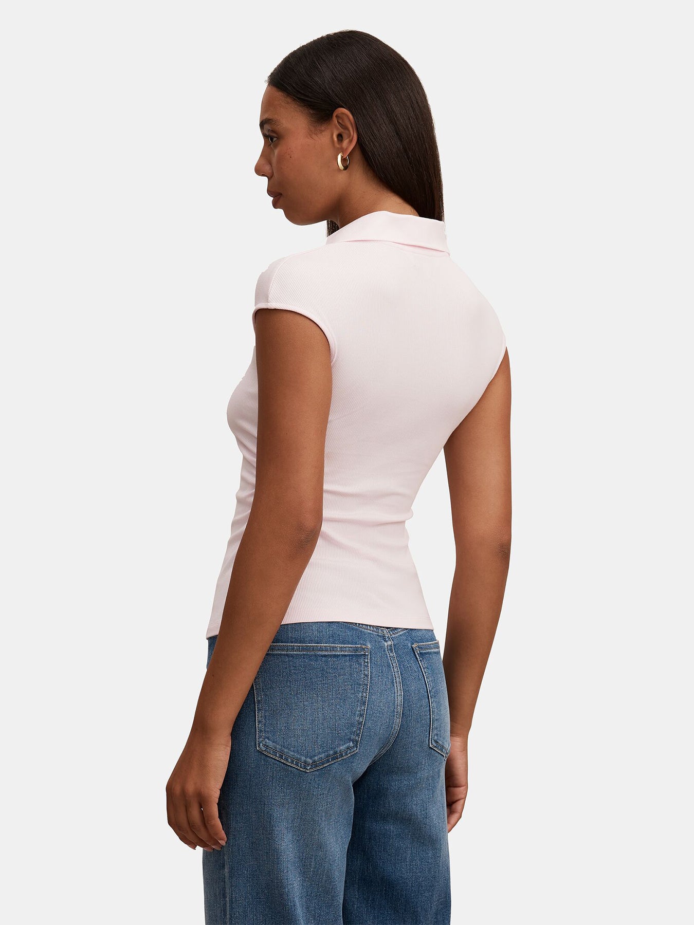 Winnie Extended Shoulder Polo Top Pink
