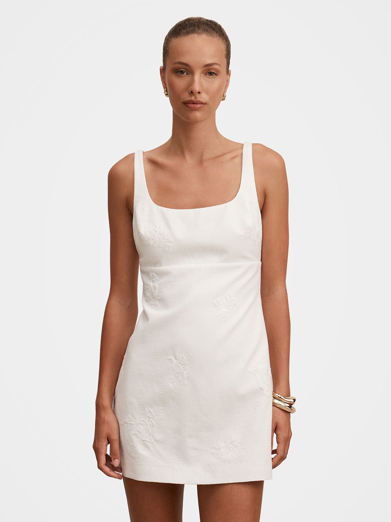 Evangeline Embellished Mini Dress White