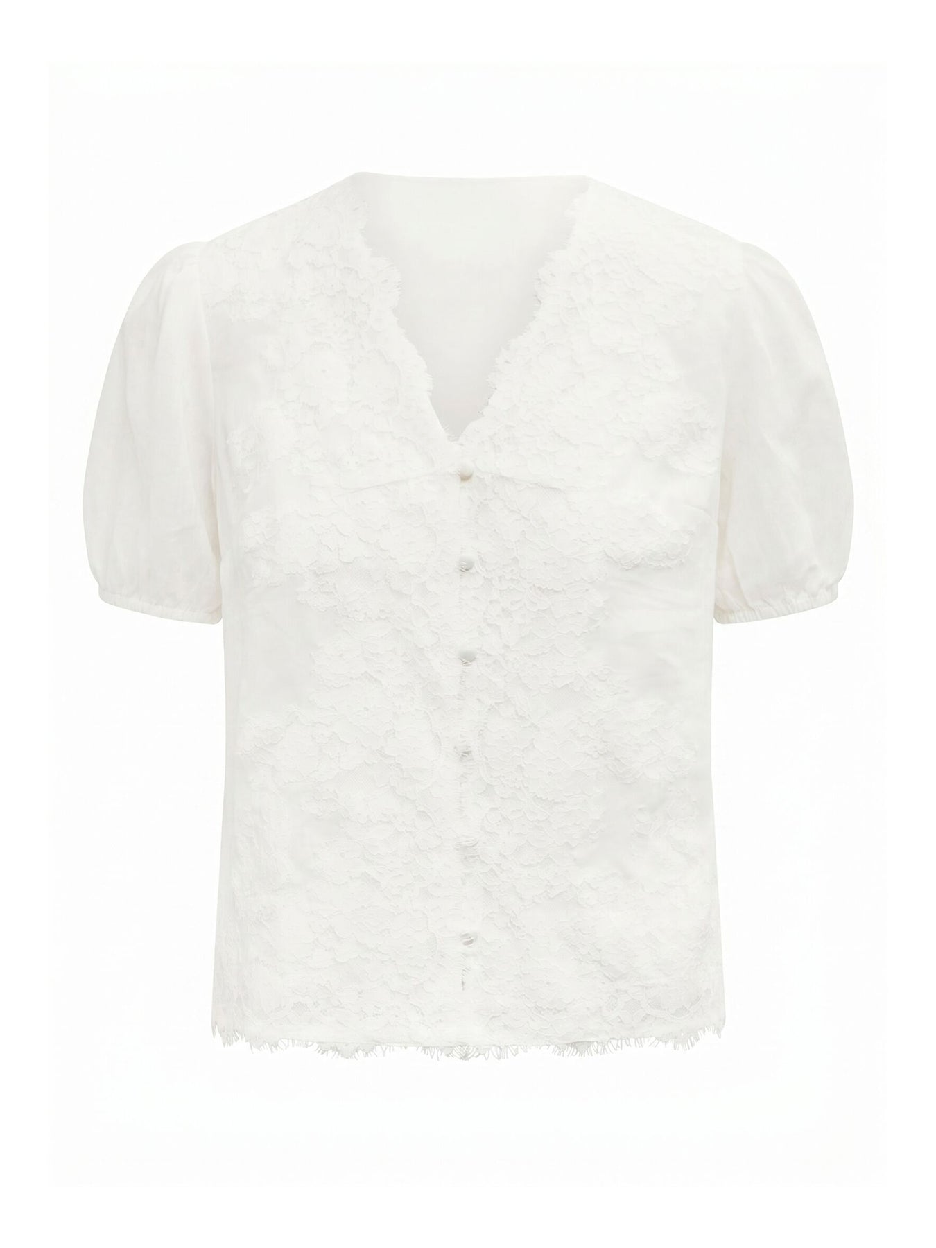 Sable Lace Scallop Blouse White