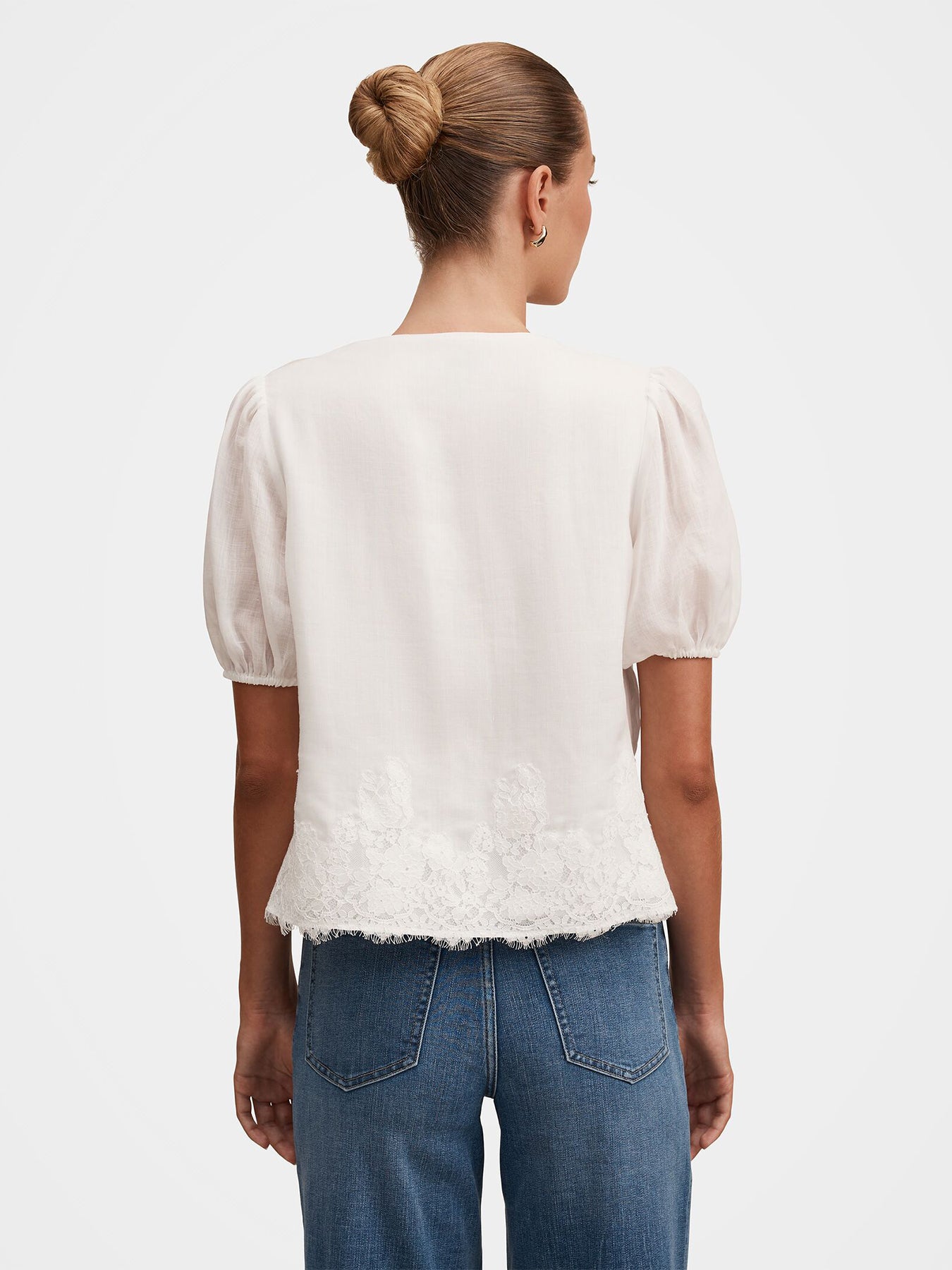 Sable Lace Scallop Blouse White