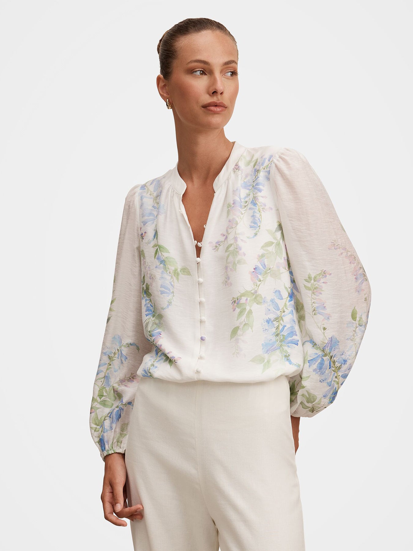 Dove Floral Print Blouse White