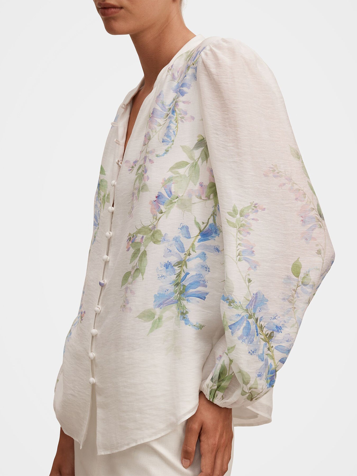 Dove Floral Print Blouse White