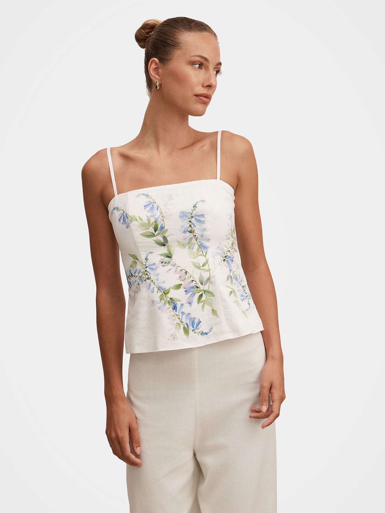 Soleil Floral Print Top White