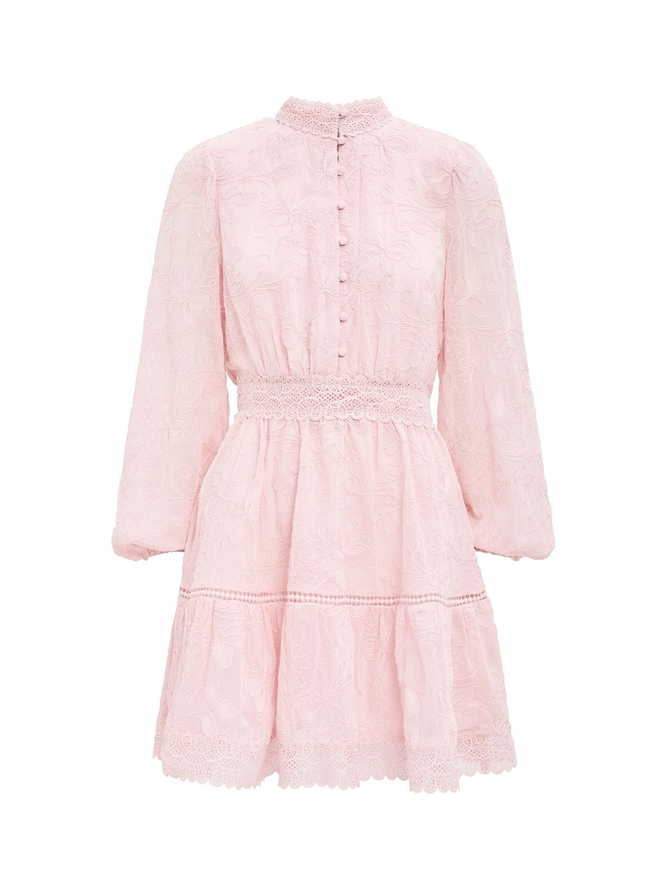 Thalia Embroidered Skater Mini Dress Pink