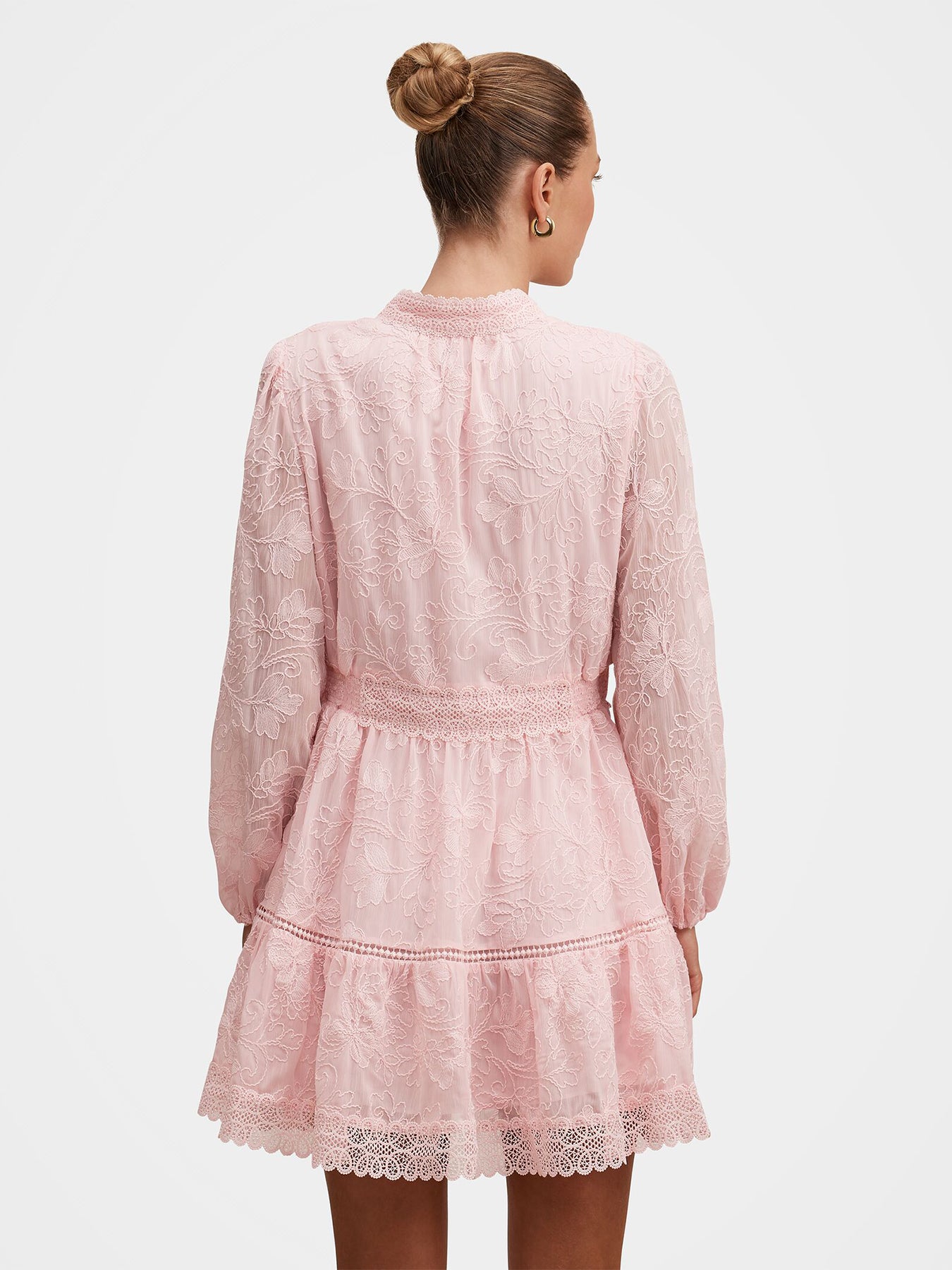 Thalia Embroidered Skater Mini Dress Pink
