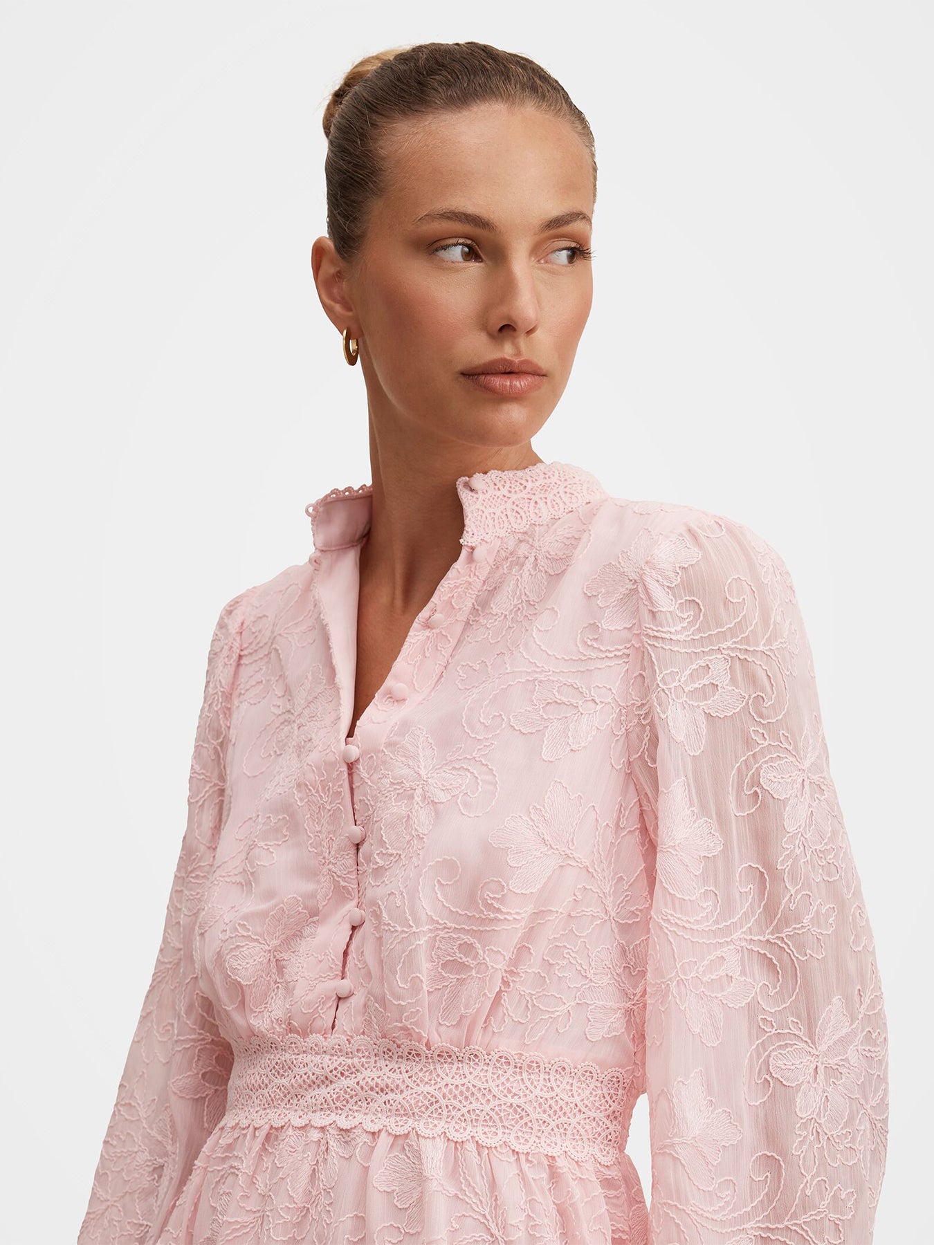 Thalia Embroidered Skater Mini Dress Pink