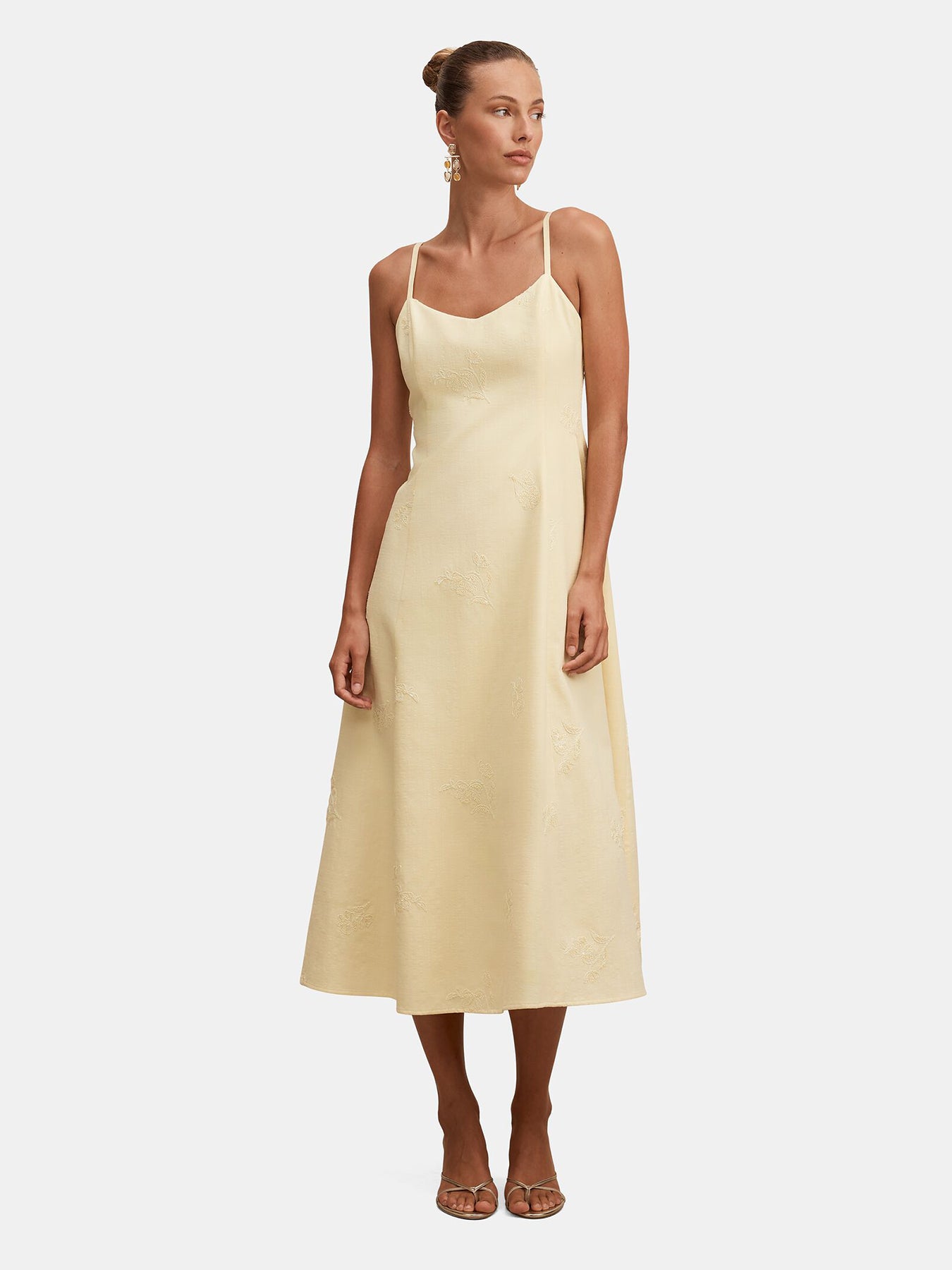 Tiffany Embellished Sequin Midi Dress Yellow