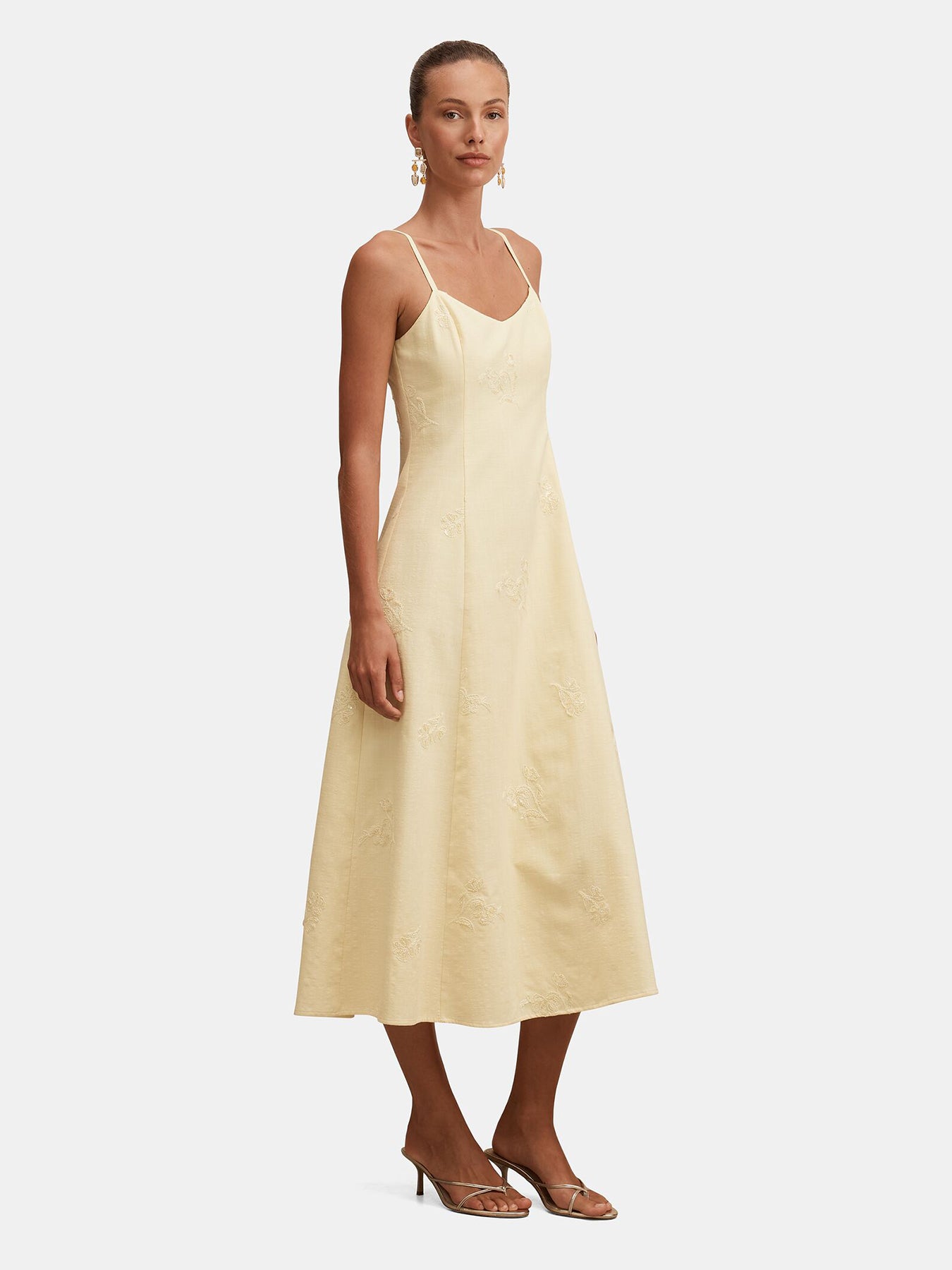 Tiffany Embellished Sequin Midi Dress Yellow
