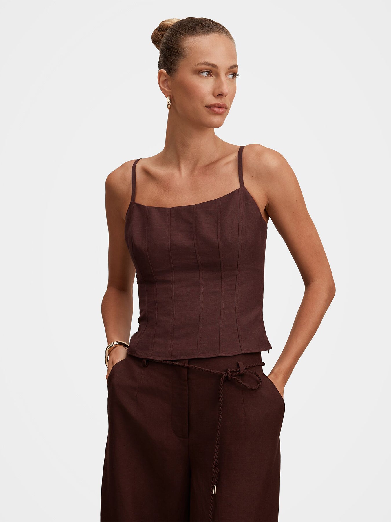 River Corset Top Brown