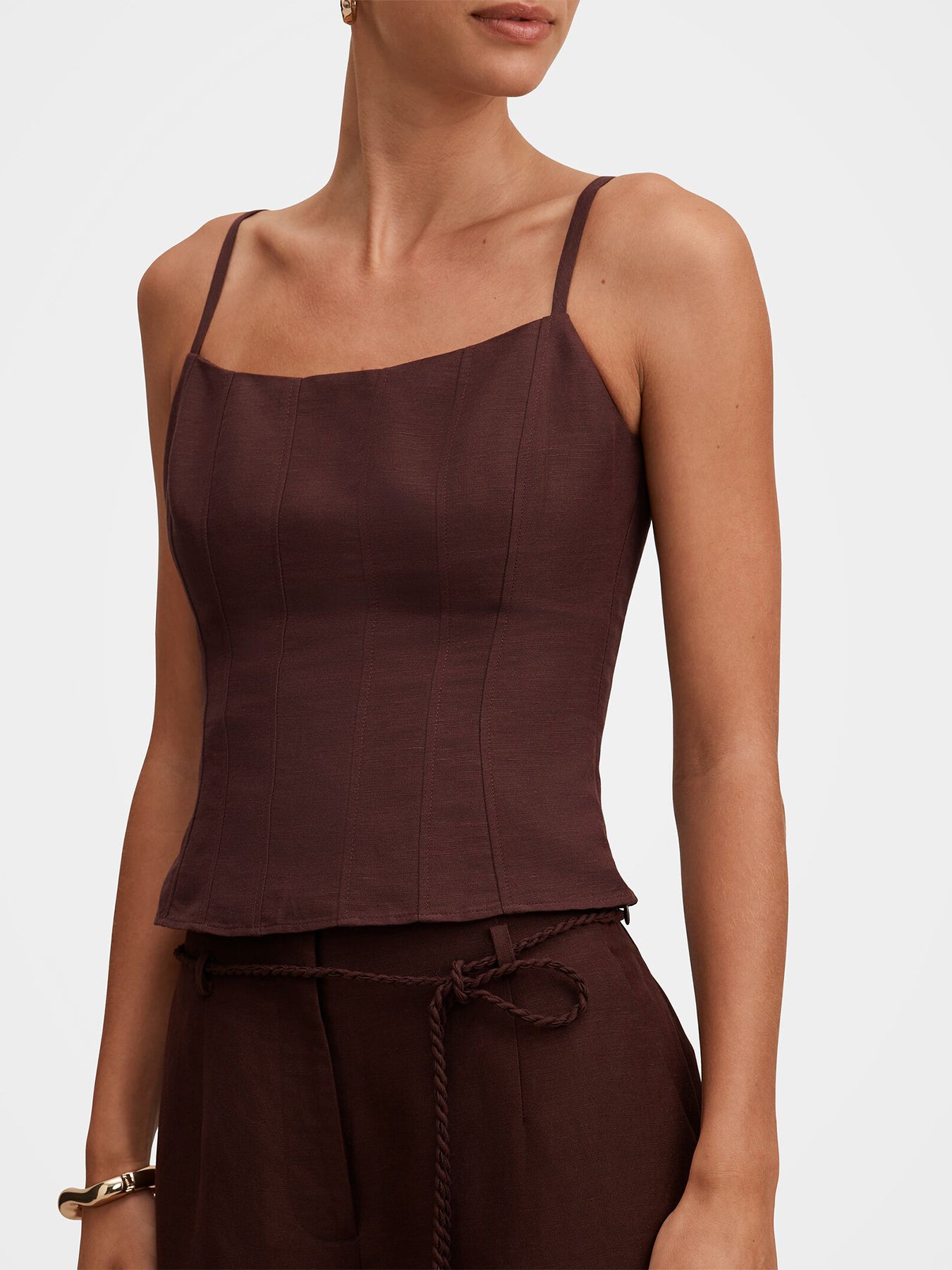 River Corset Top Brown