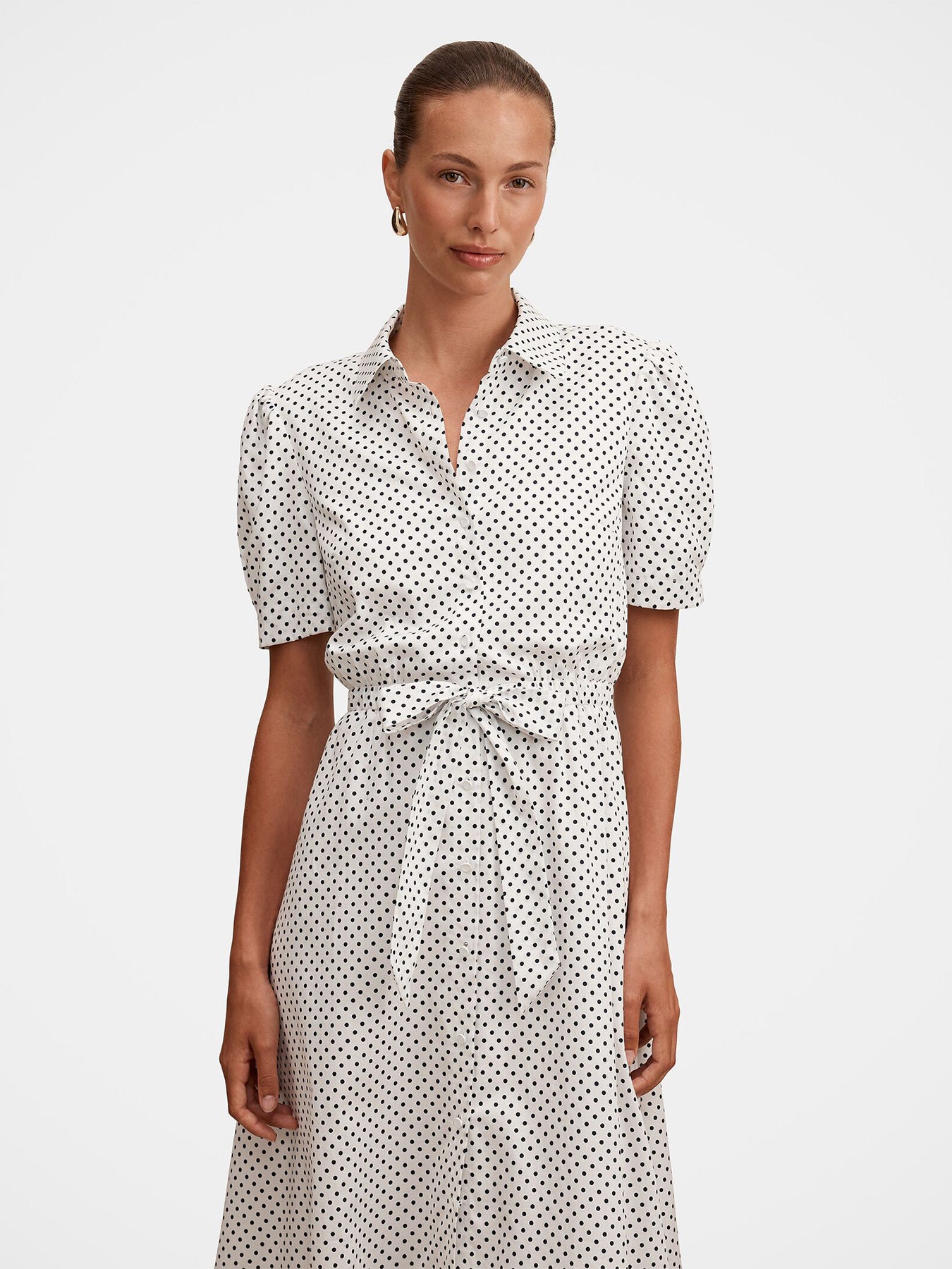 Harper Drawcord Midi Shirt Dress White