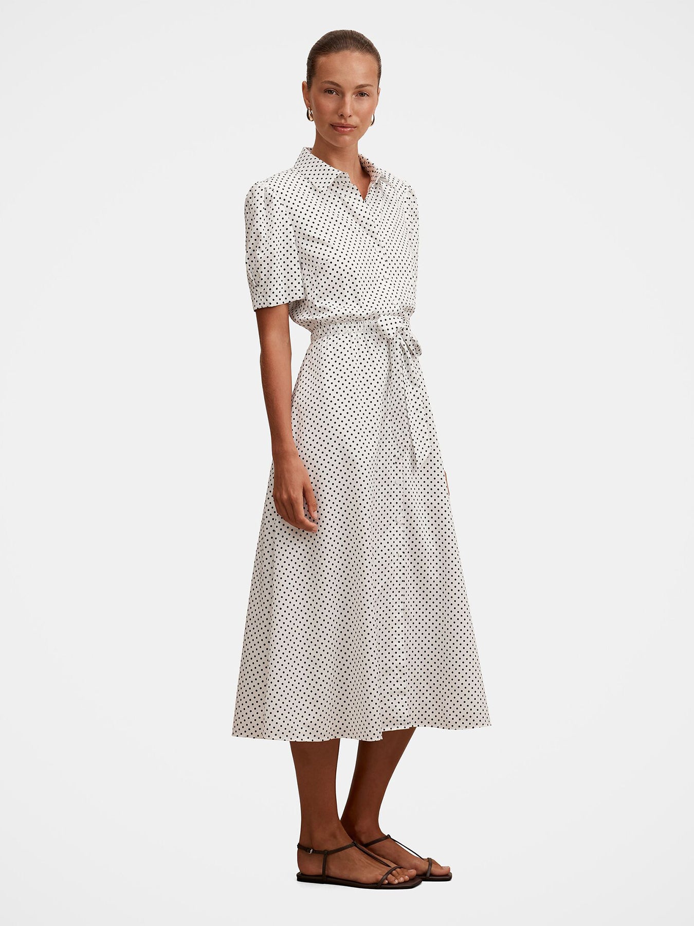 Harper Drawcord Midi Shirt Dress White