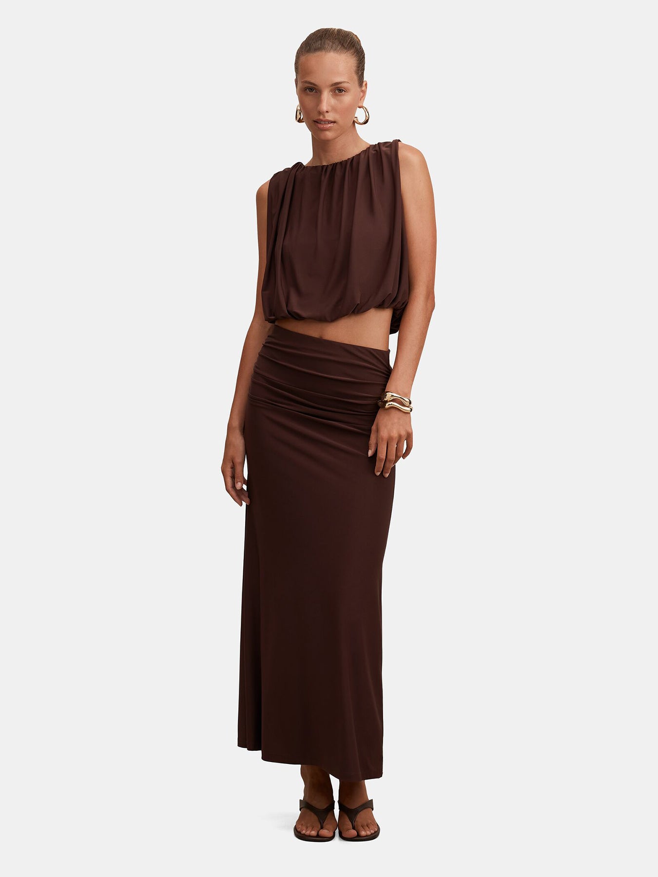 Sutton Sleeveless Bubble Top Brown