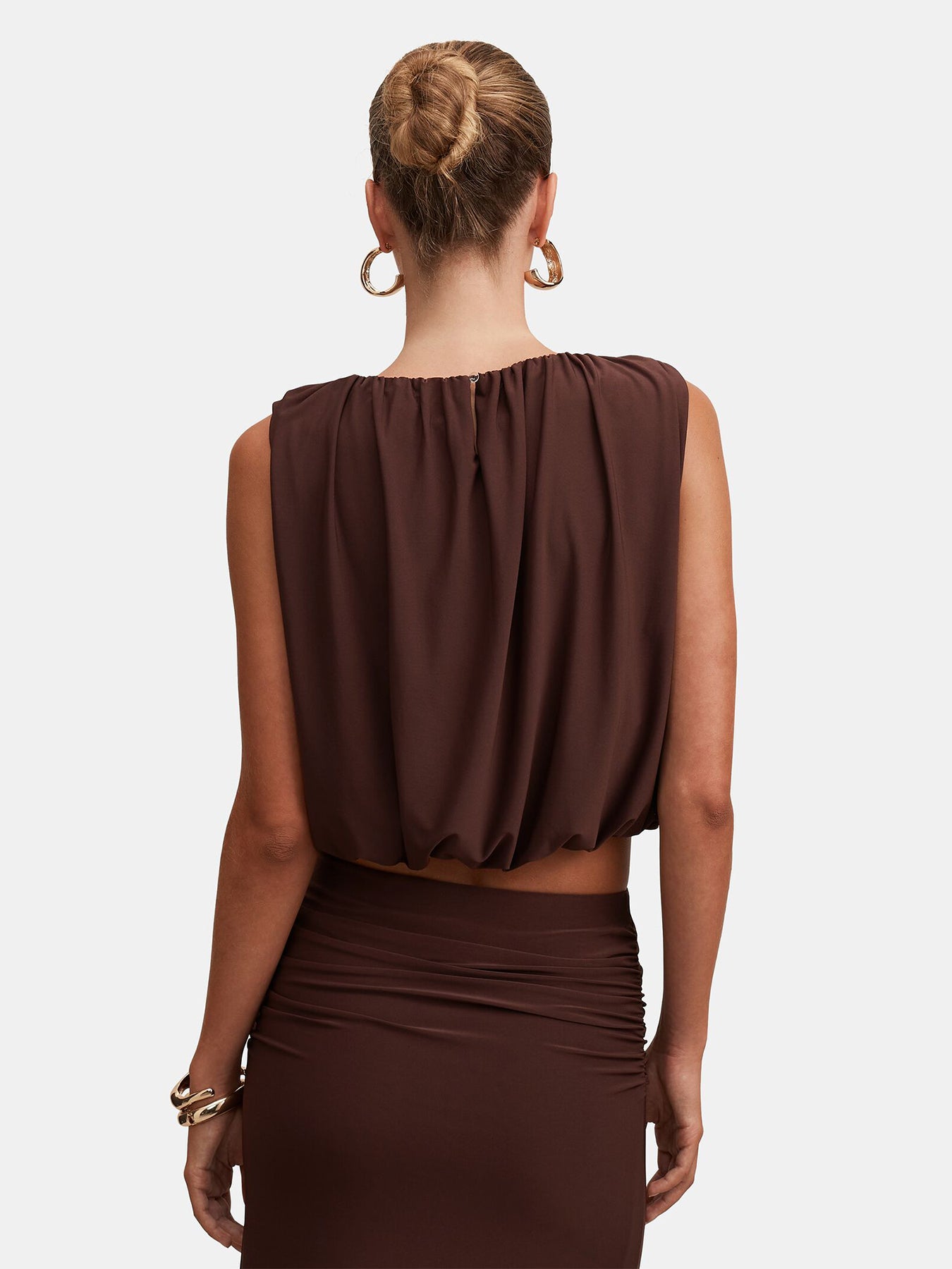 Sutton Sleeveless Bubble Top Brown