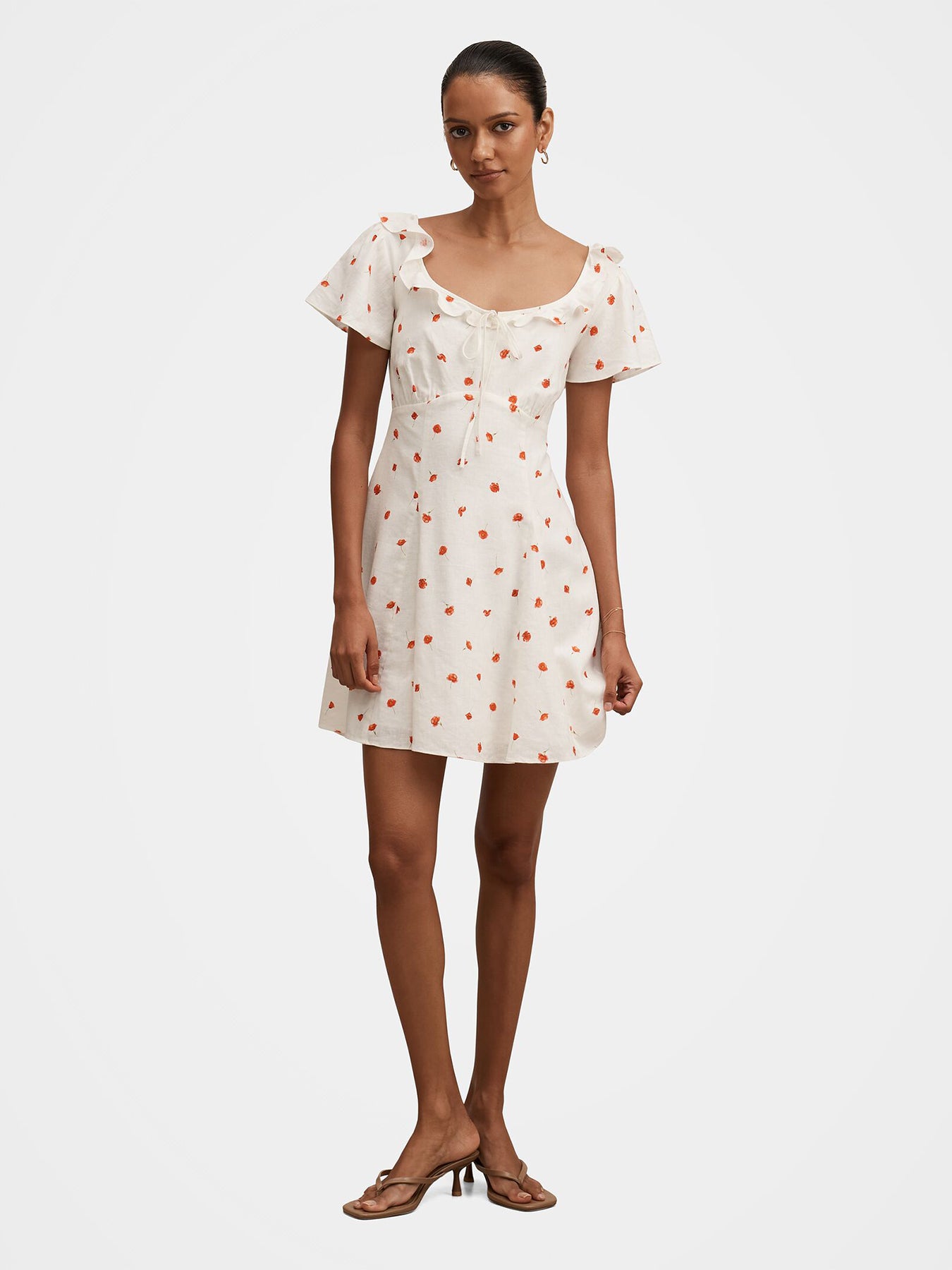 Riley Petite Ruffle Neck Mini Dress