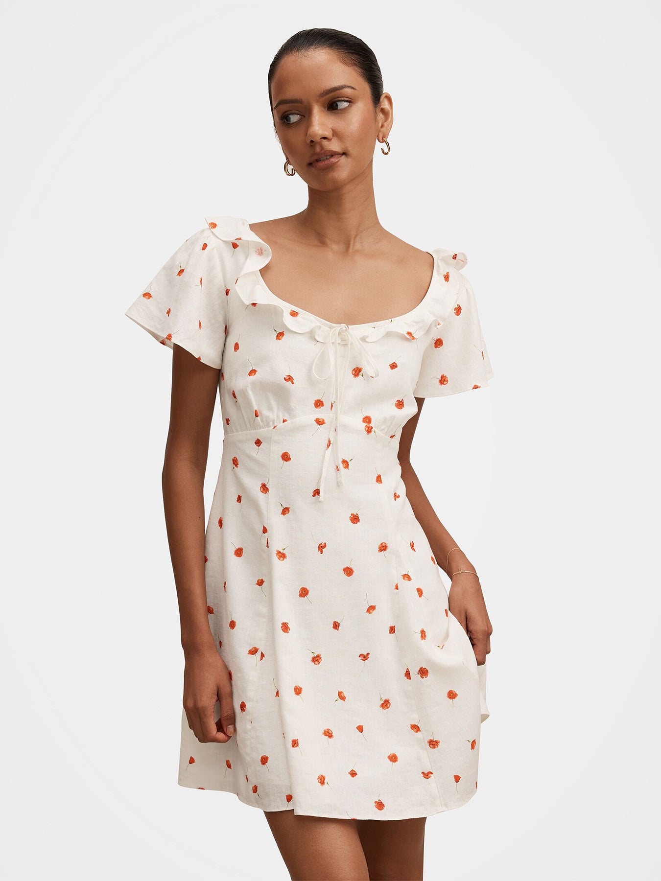 Riley Petite Ruffle Neck Mini Dress