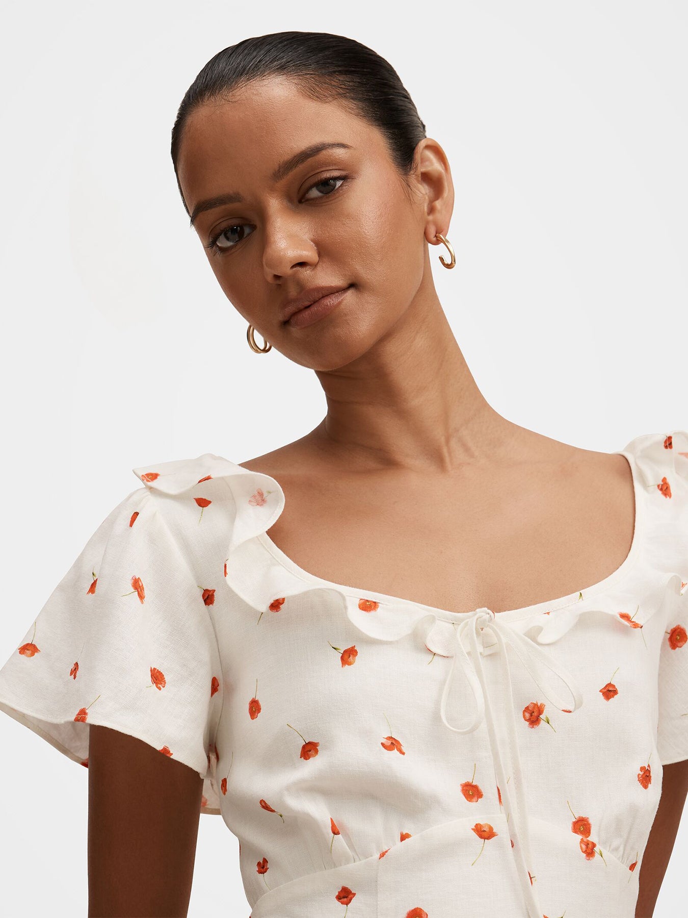 Riley Petite Ruffle Neck Mini Dress
