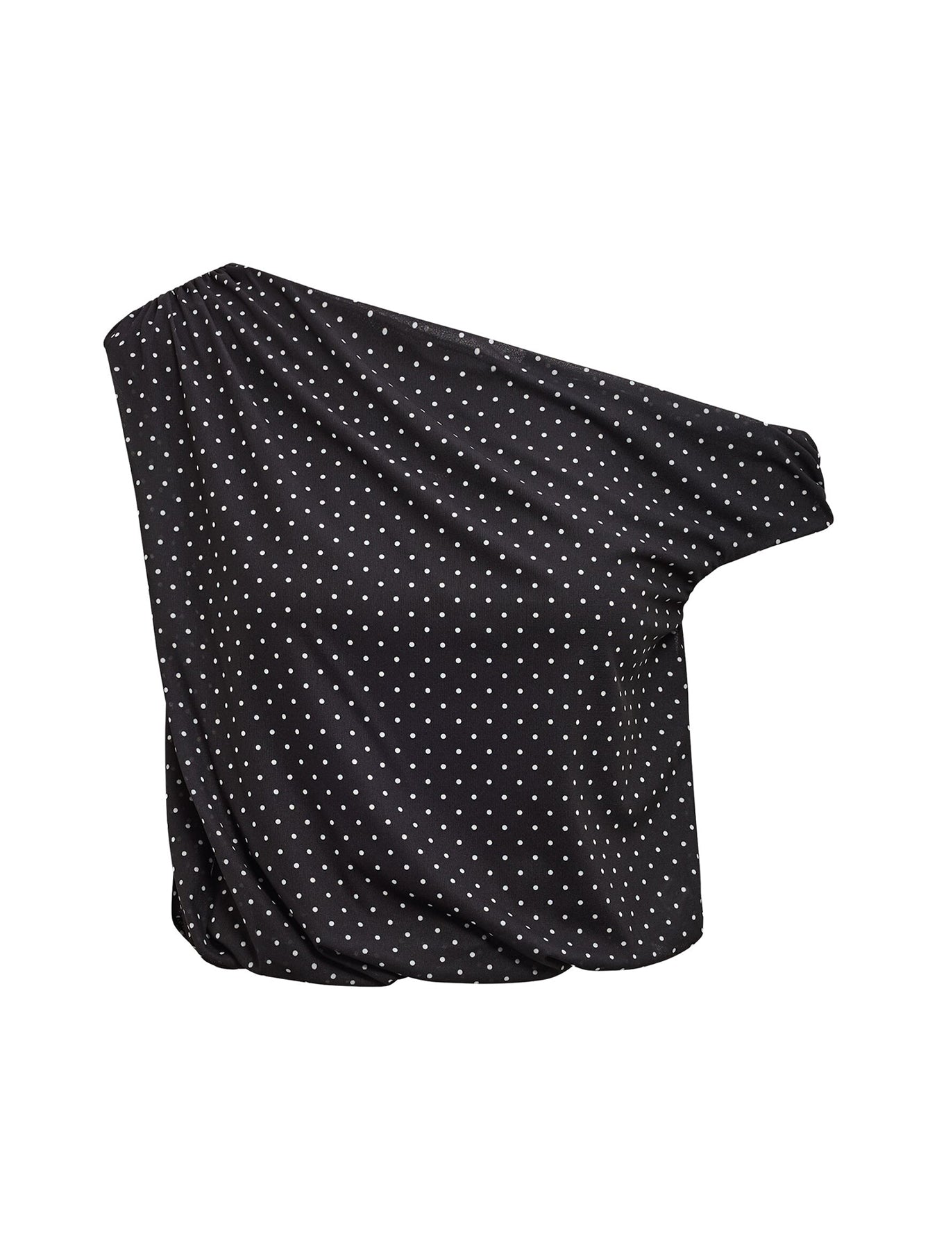 Mila Spot Print Drape Top Black
