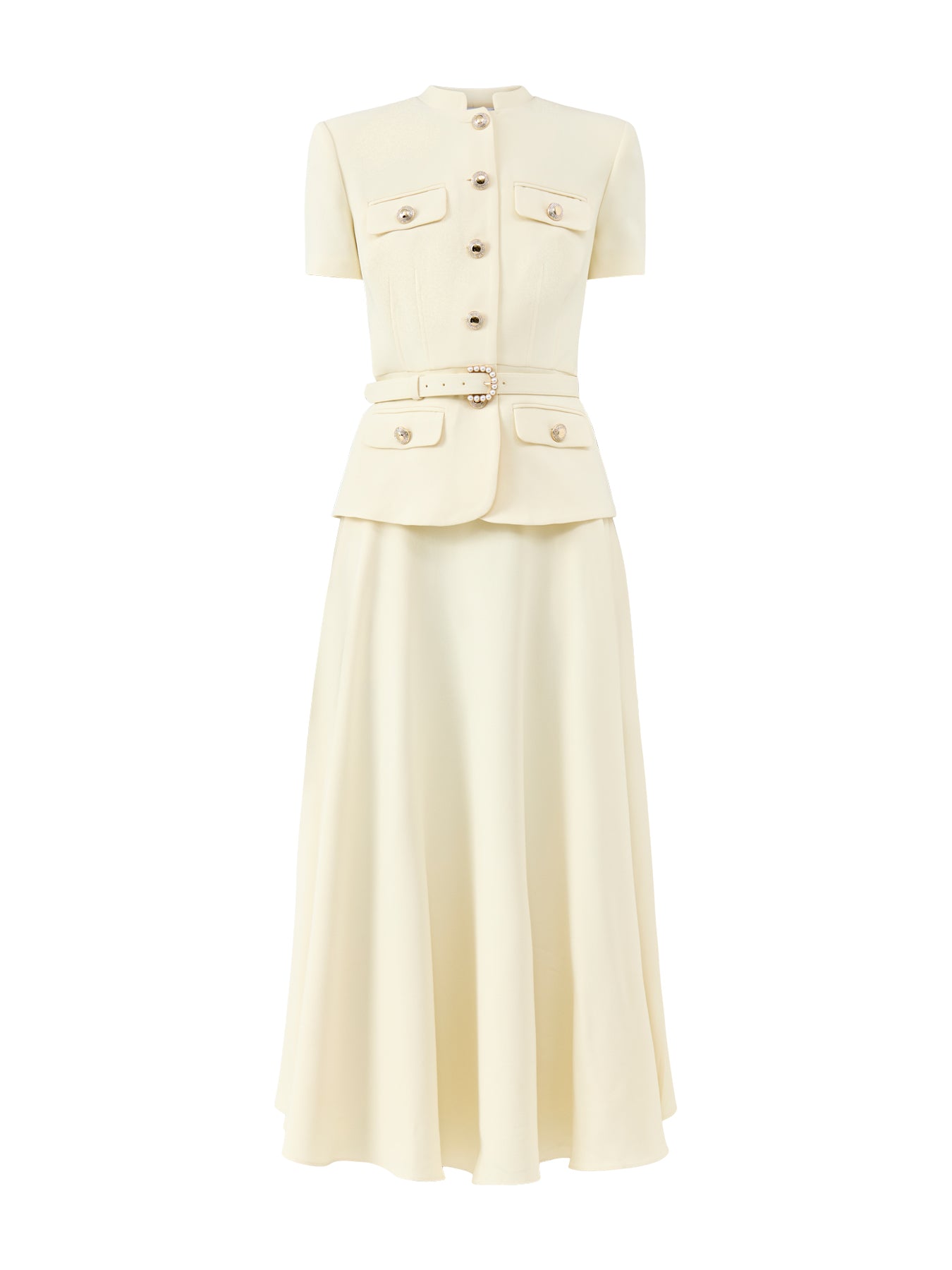 Yellow Crepe Tailored Midi Dress Yellow