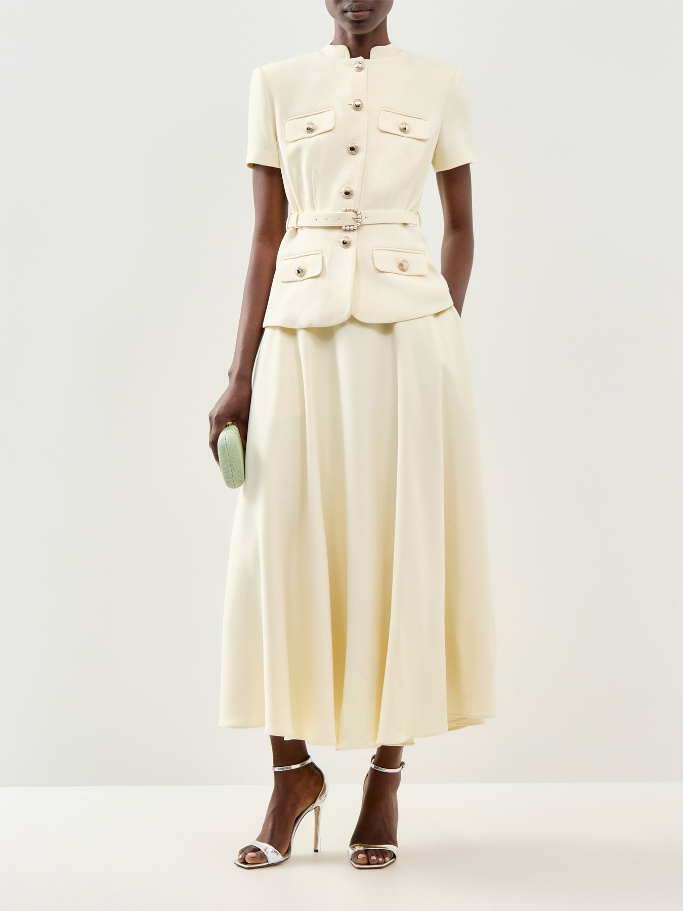 Yellow Crepe Tailored Midi Dress Yellow