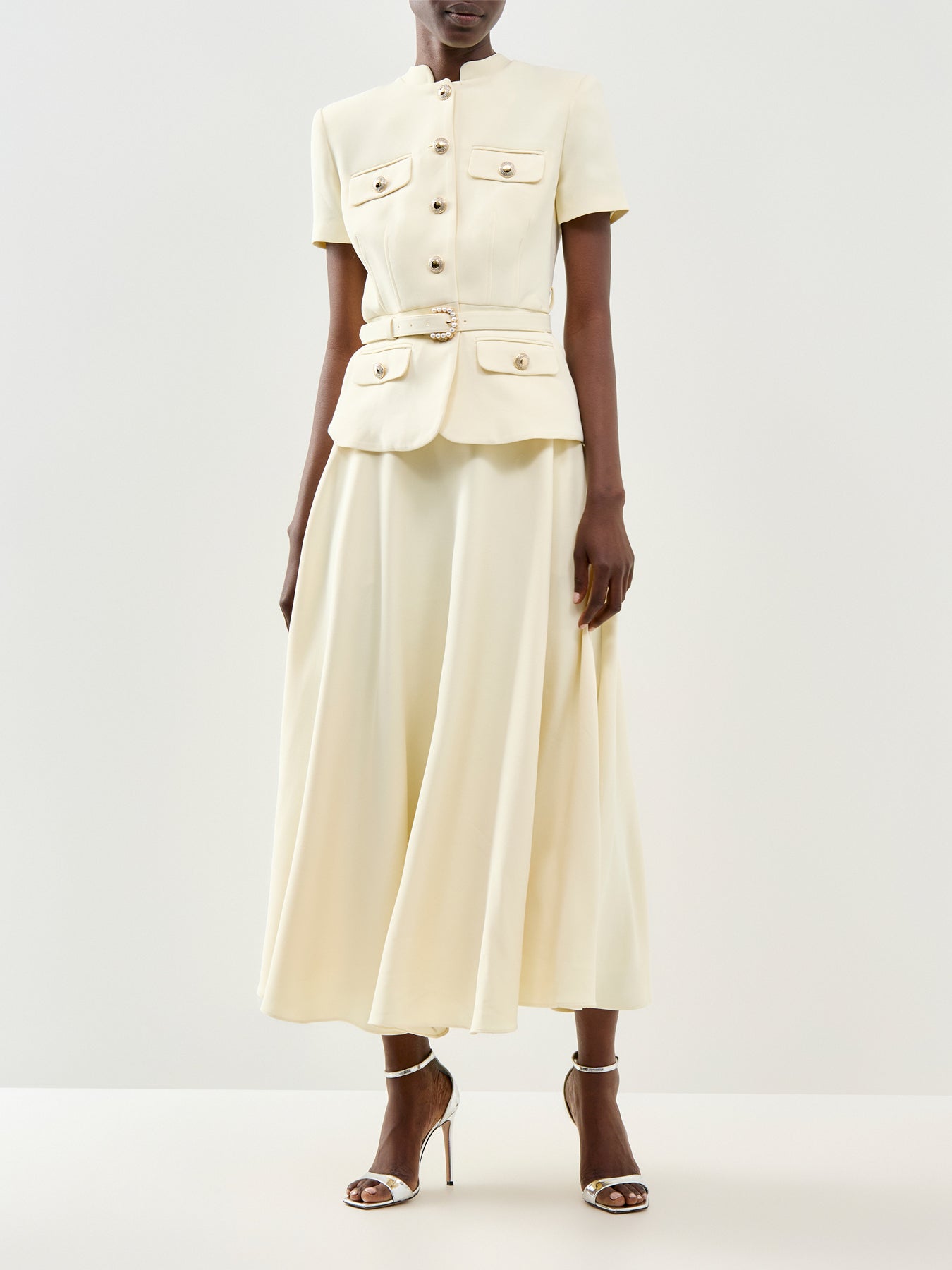 Yellow Crepe Tailored Midi Dress Yellow