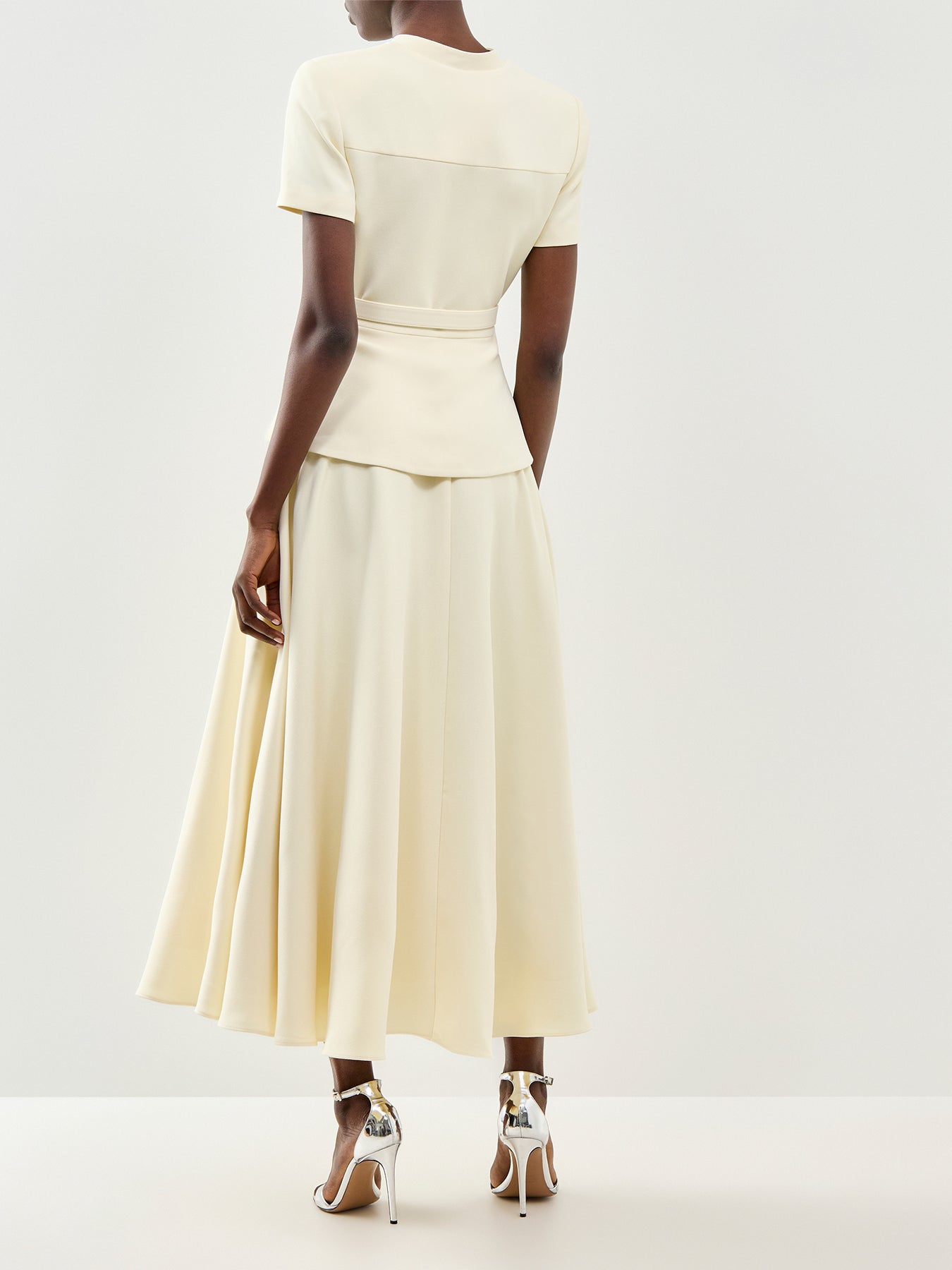 Yellow Crepe Tailored Midi Dress Yellow