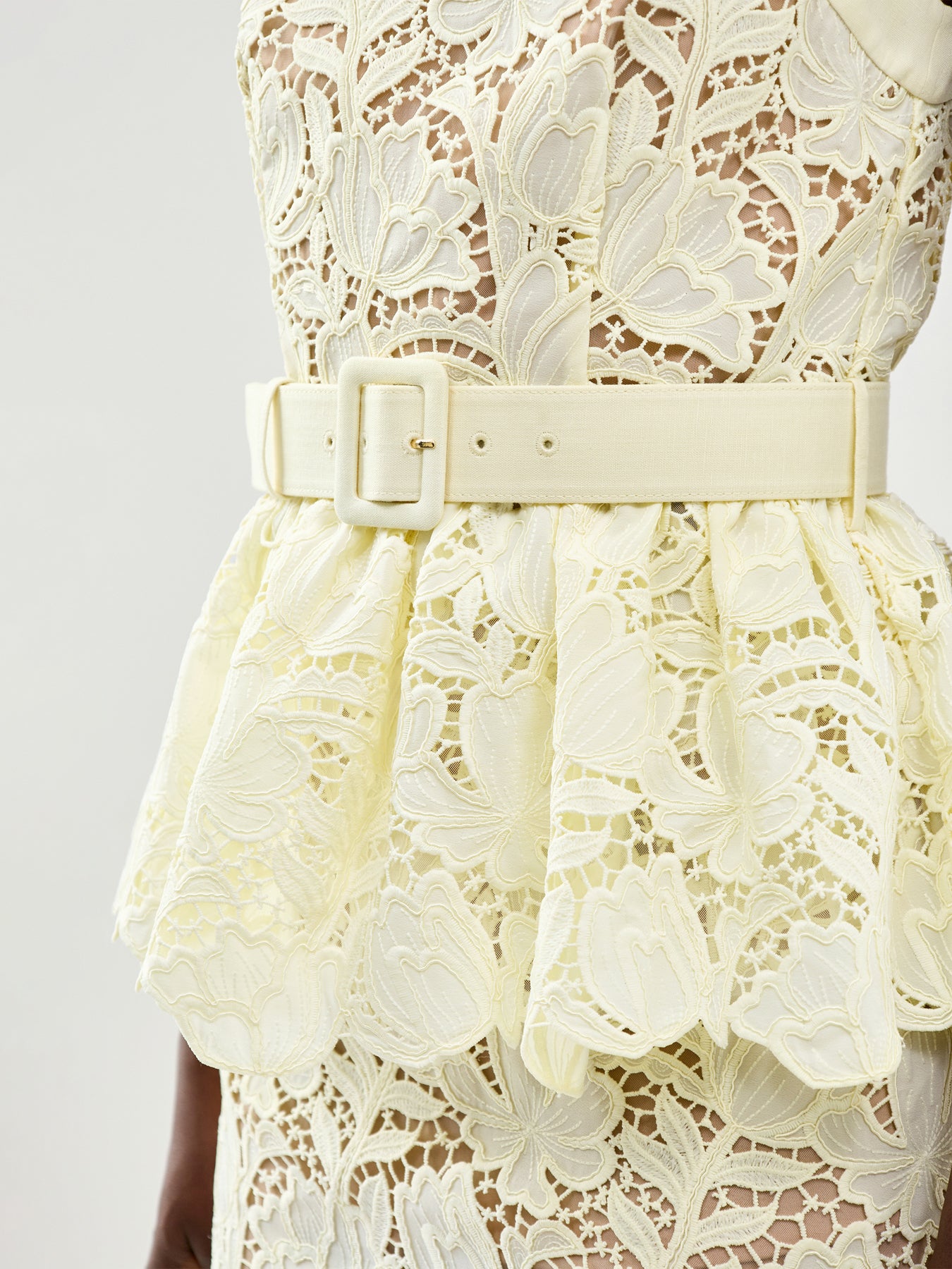 Yellow Lace Peplum Midi Dress Yellow