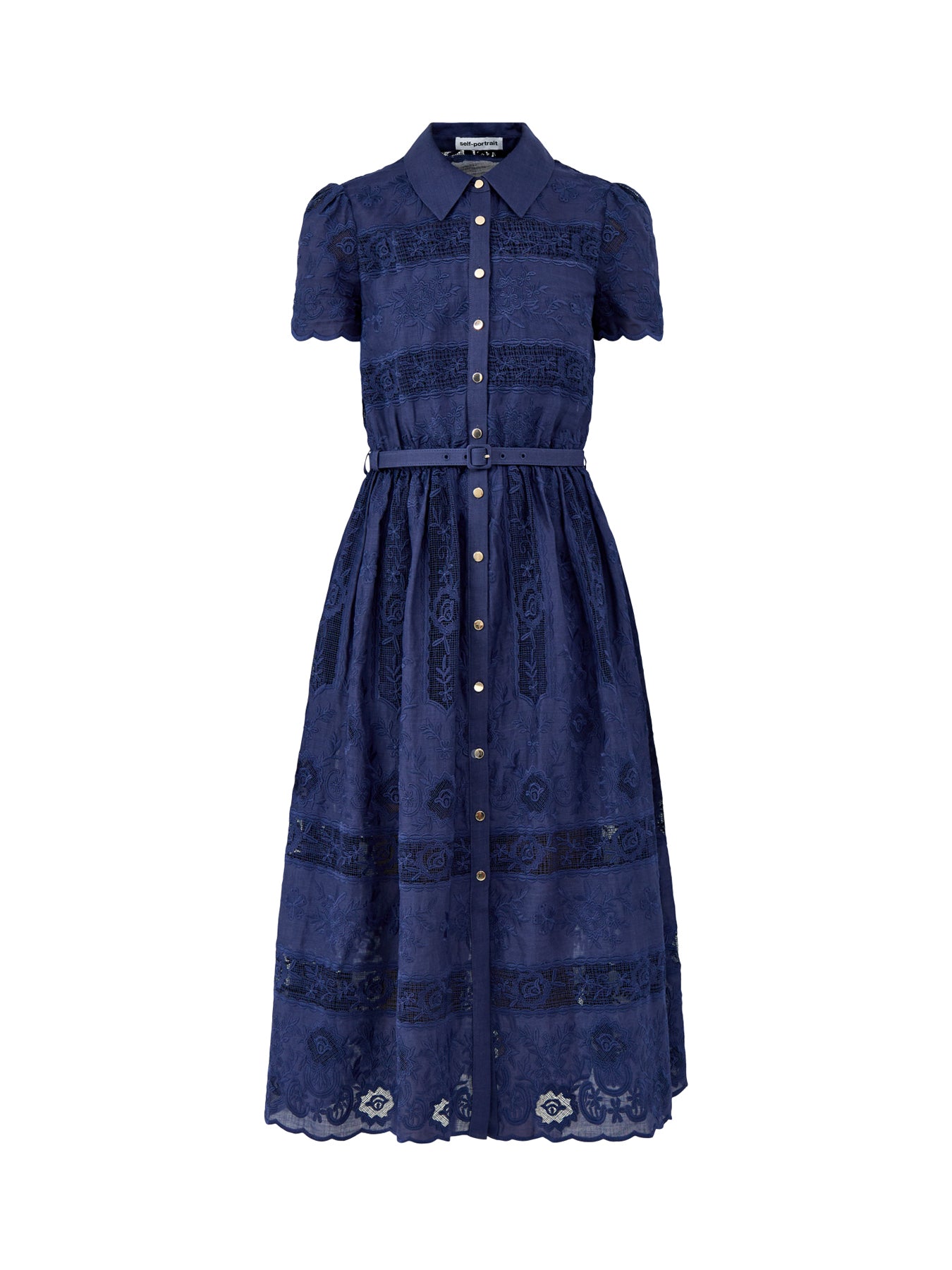 Collared Ramie Midi Dress