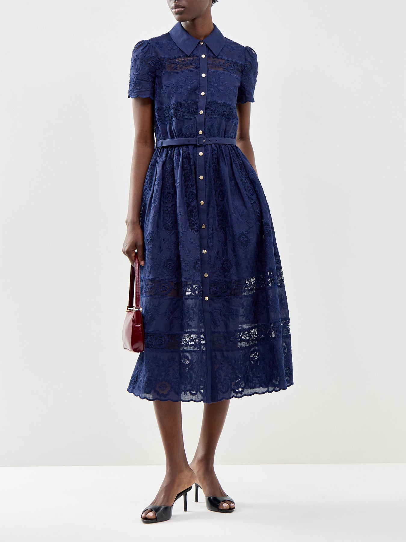 Collared Ramie Midi Dress