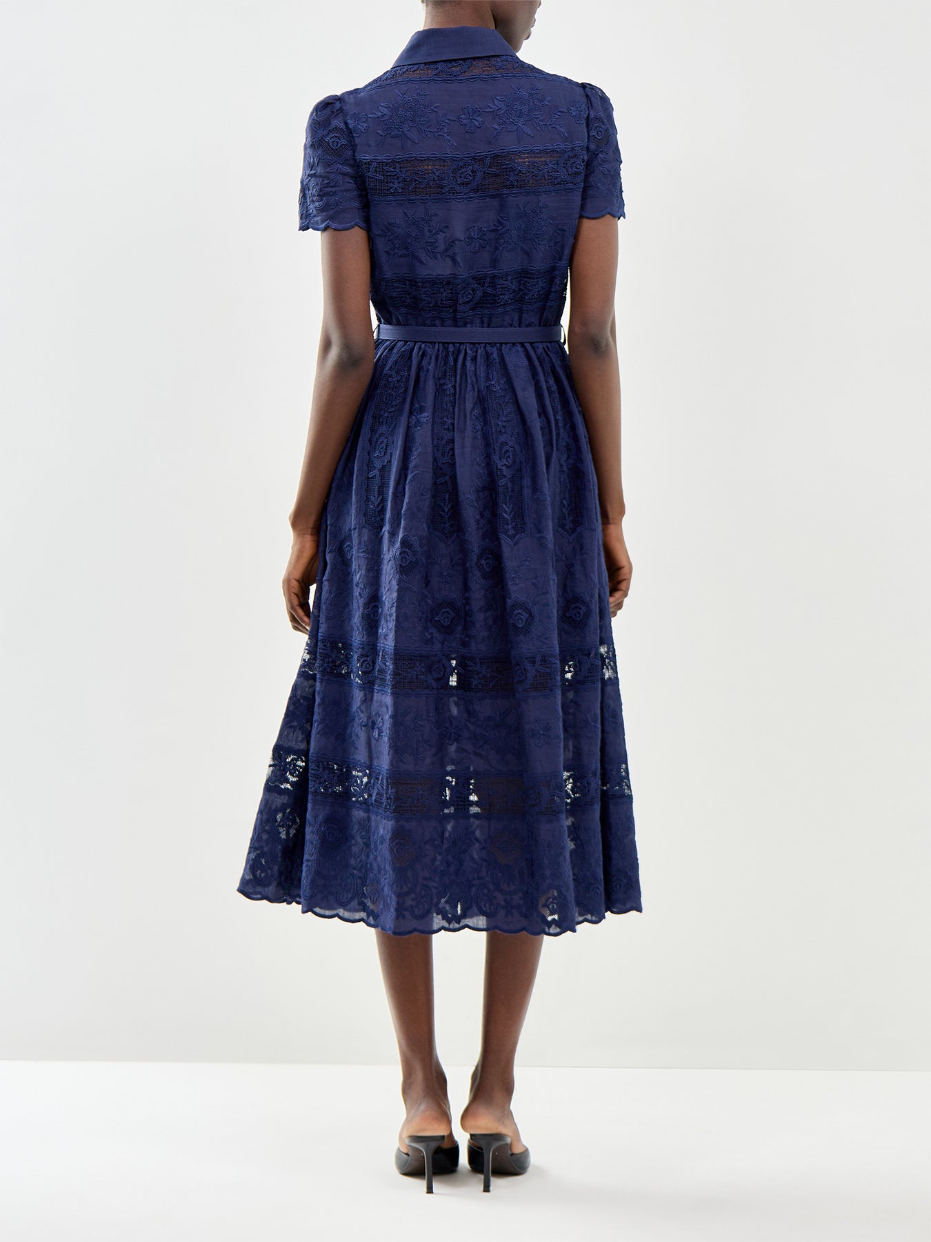 Collared Ramie Midi Dress