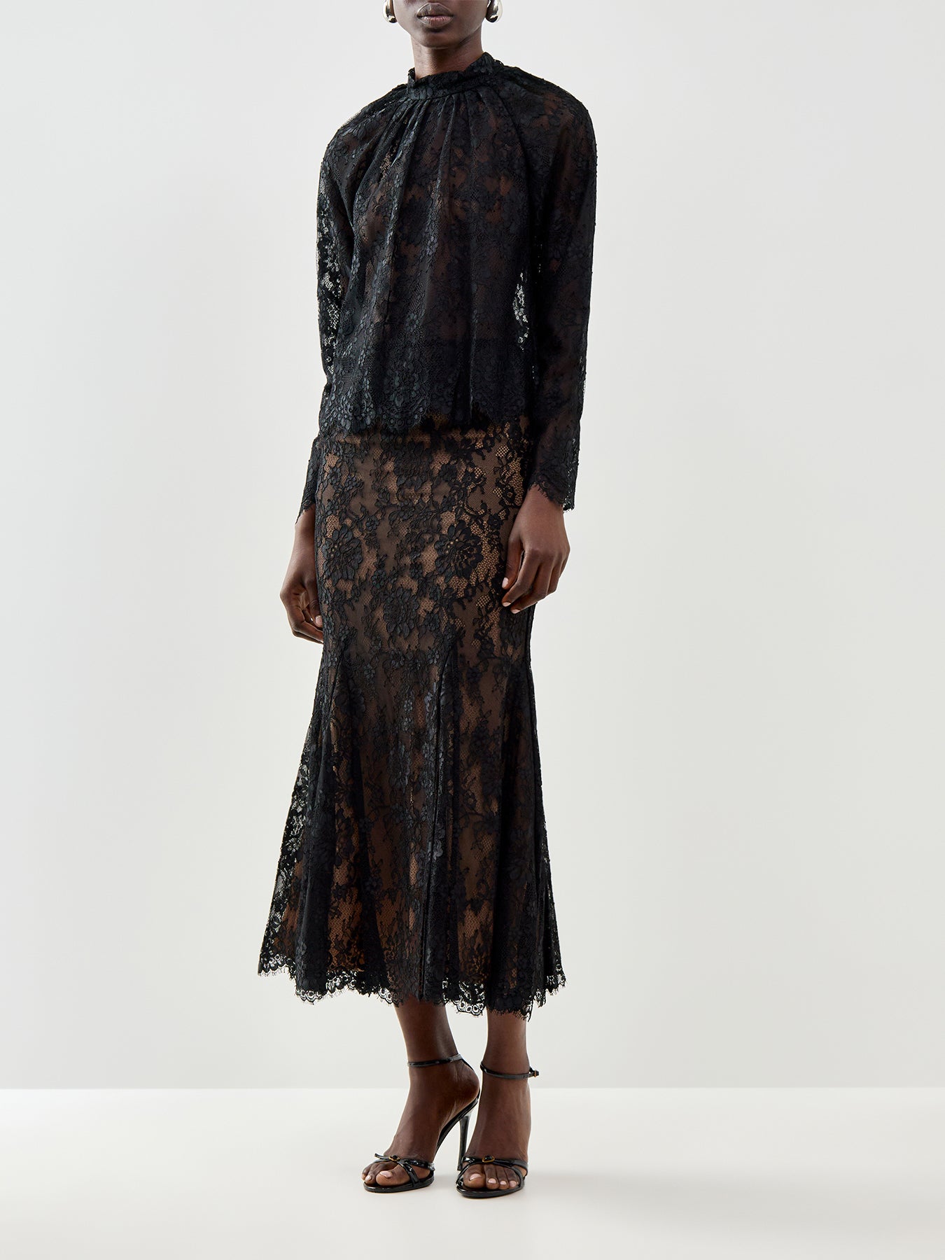 Lace Midi Skirt Black