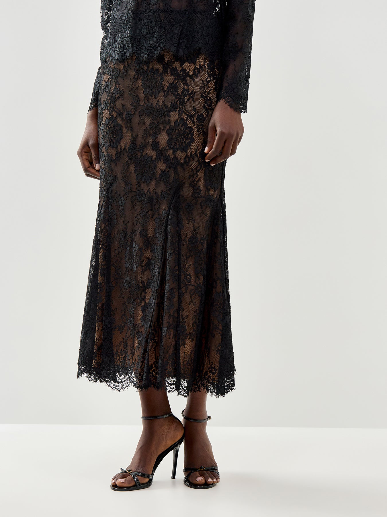 Lace Midi Skirt Black