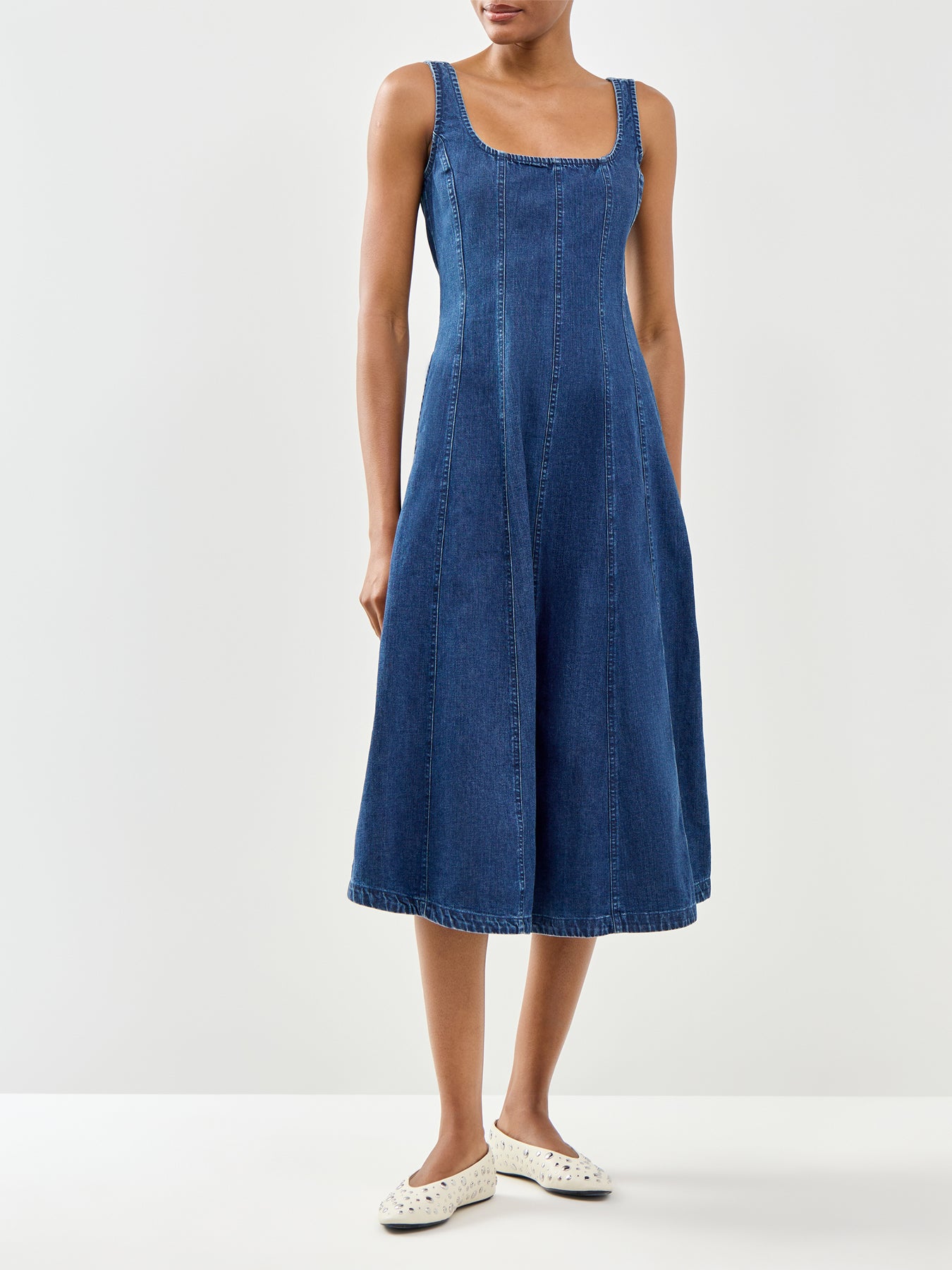 Rowe Denim Midi Dress Blue